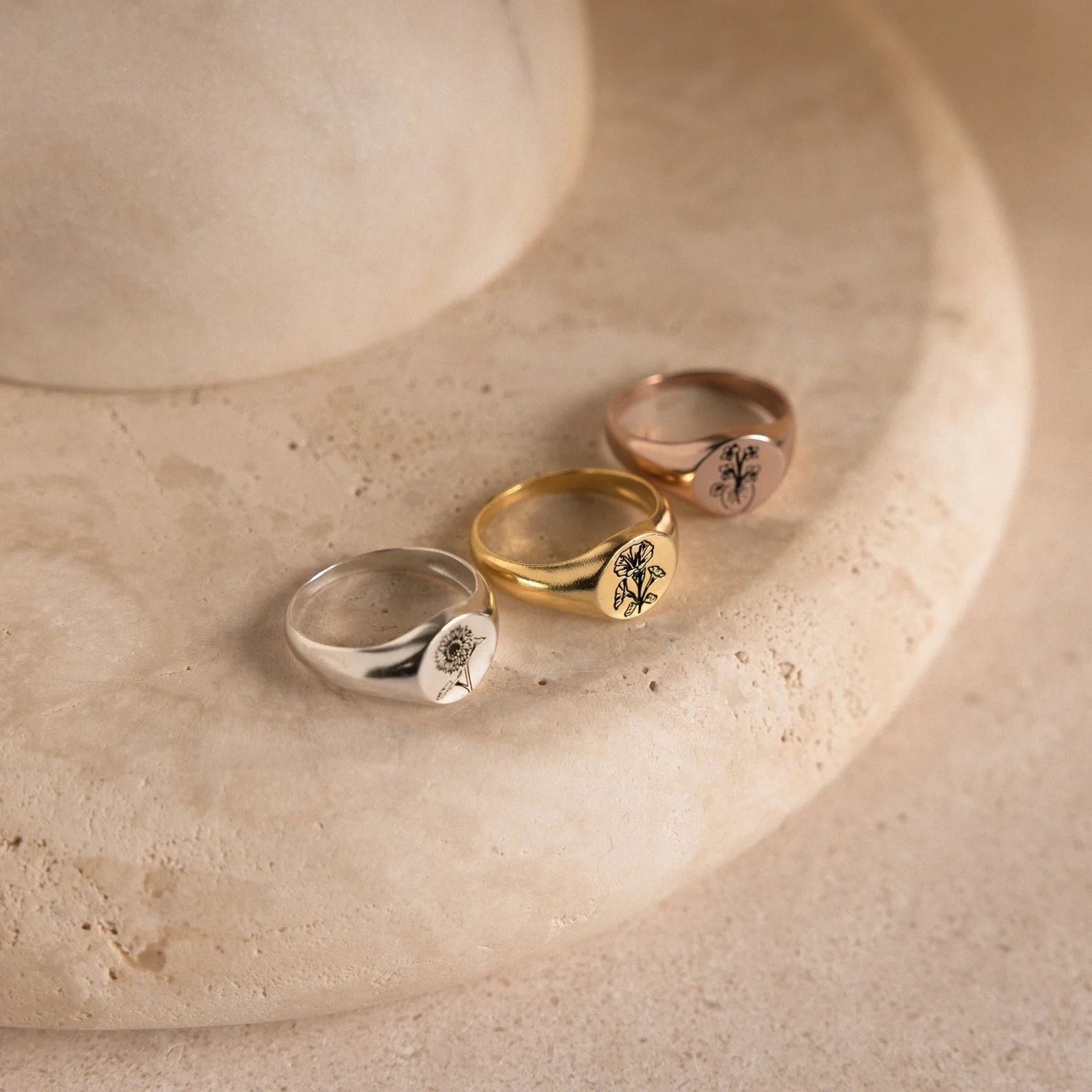 Birth Flower Signet Ring - Image 6