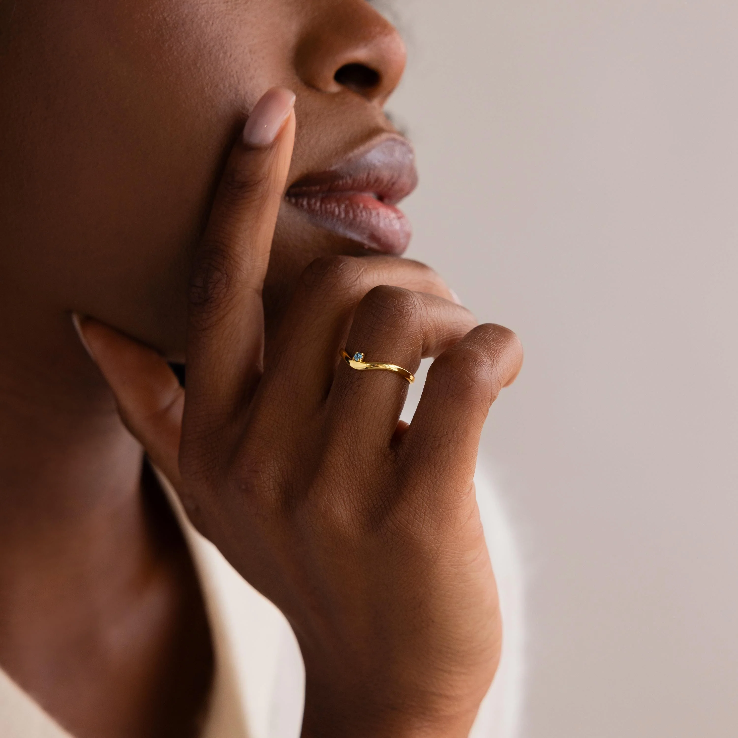 Birthstone Drop Curve Ring - Image 9