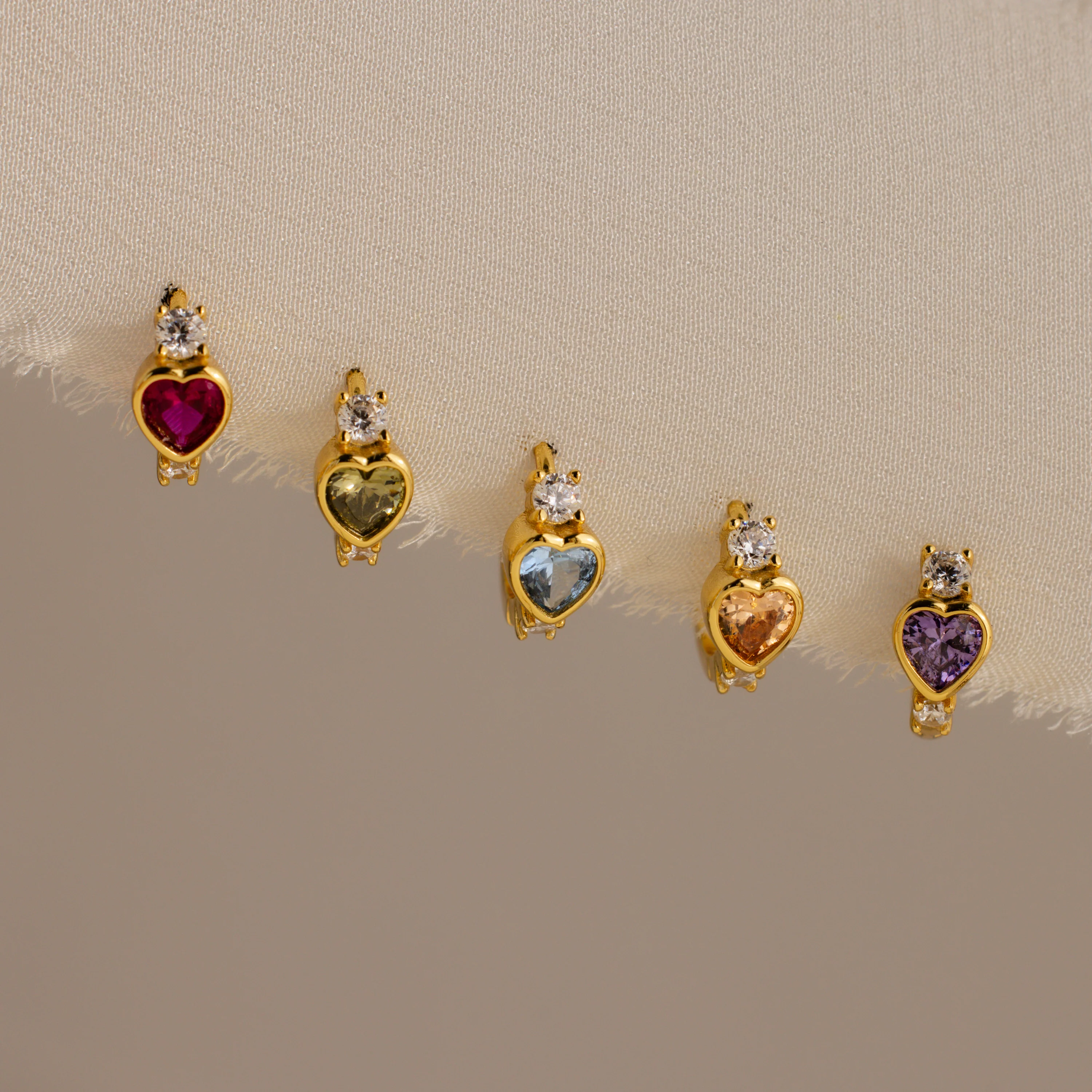 Amethyst Heart Hoops - Image 3