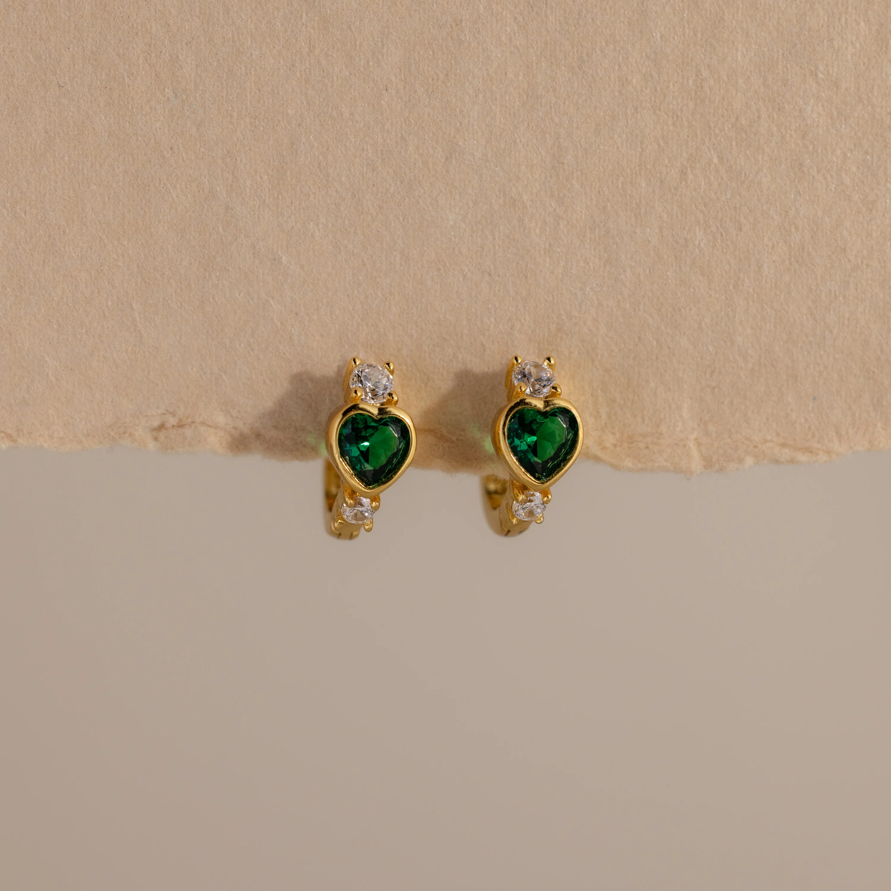 Emerald Heart Hoops