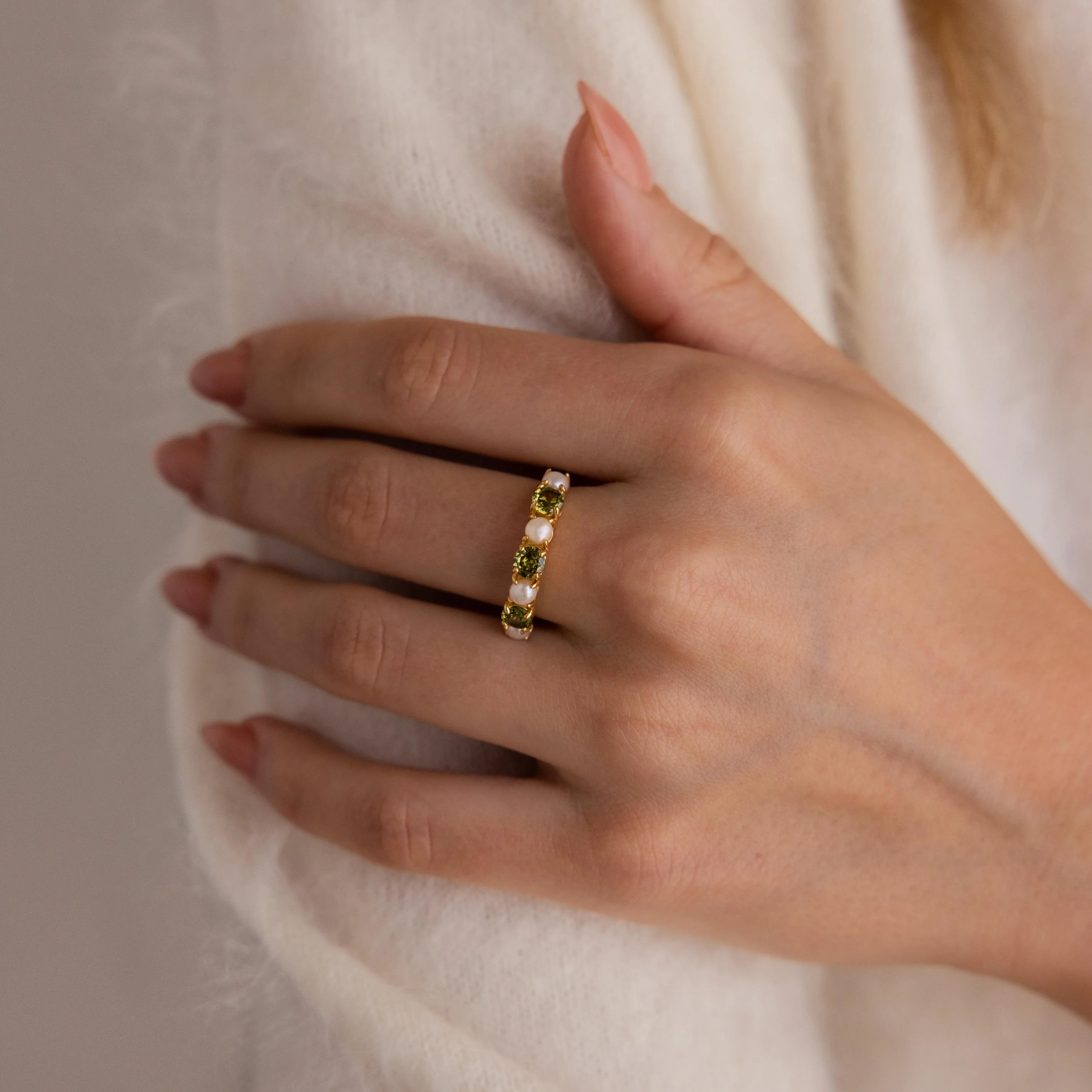 Birthstone & Pearl Lace Ring - Image 3