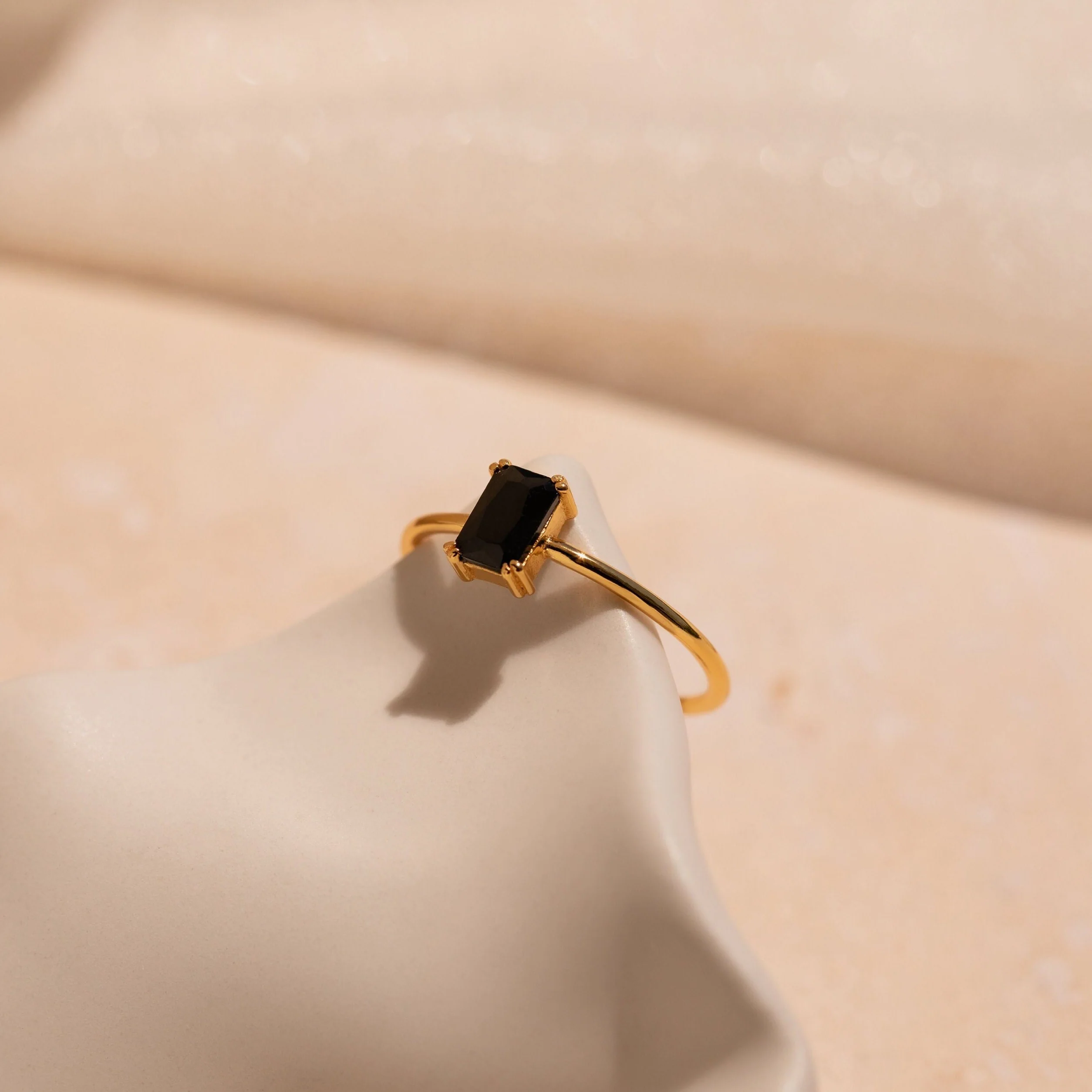 Black Emerald Ring in Silver - Image 3