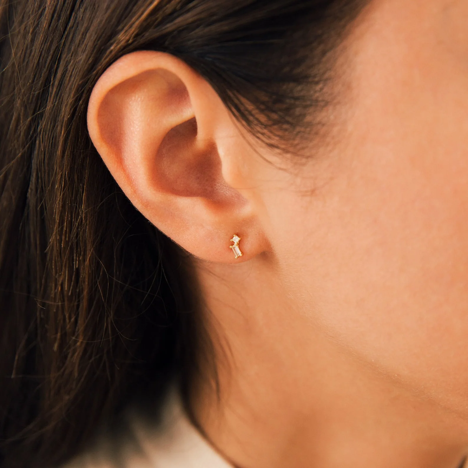 Blair Baguette Diamond Drop Studs - Image 6