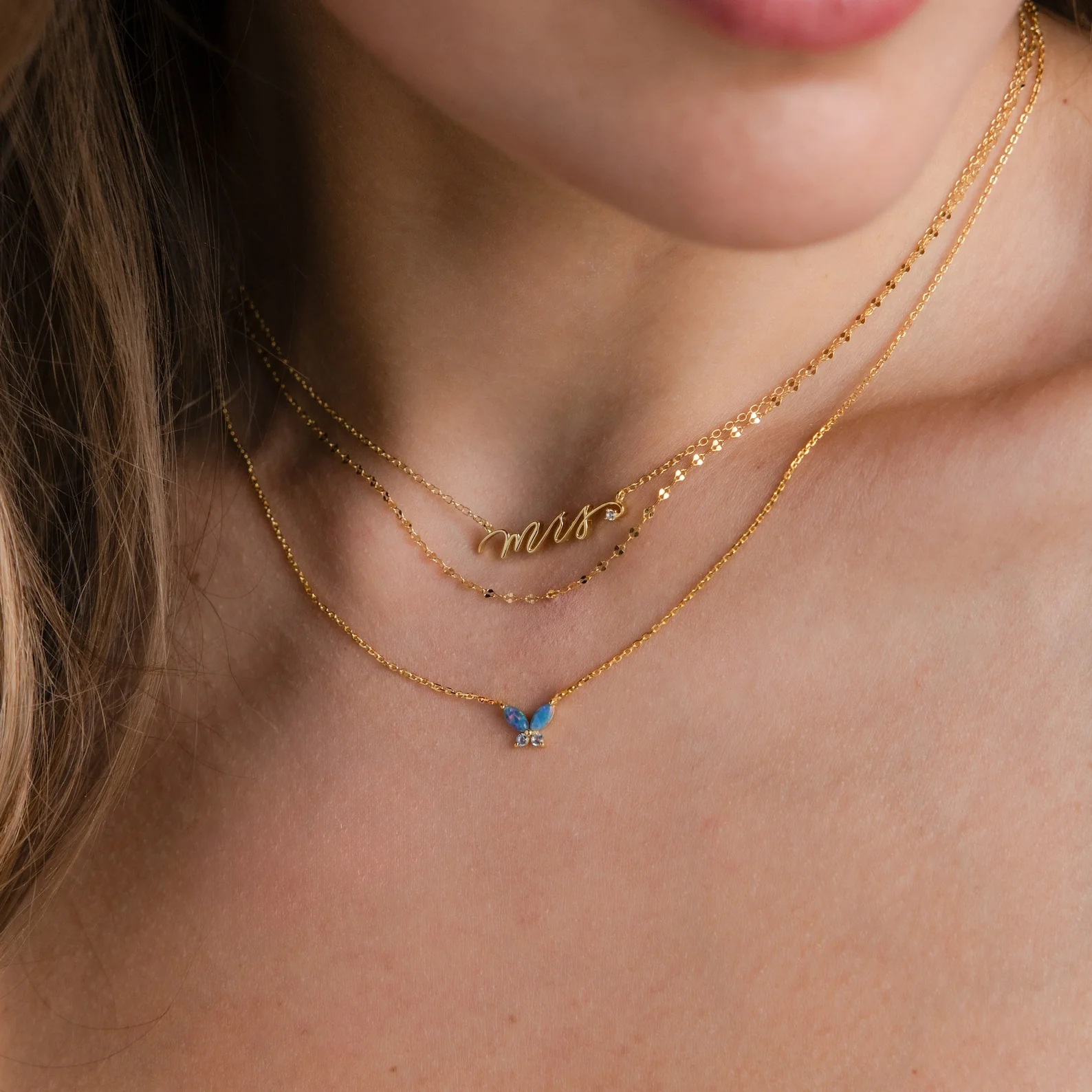 Blue Opal Butterfly Necklace - Image 3