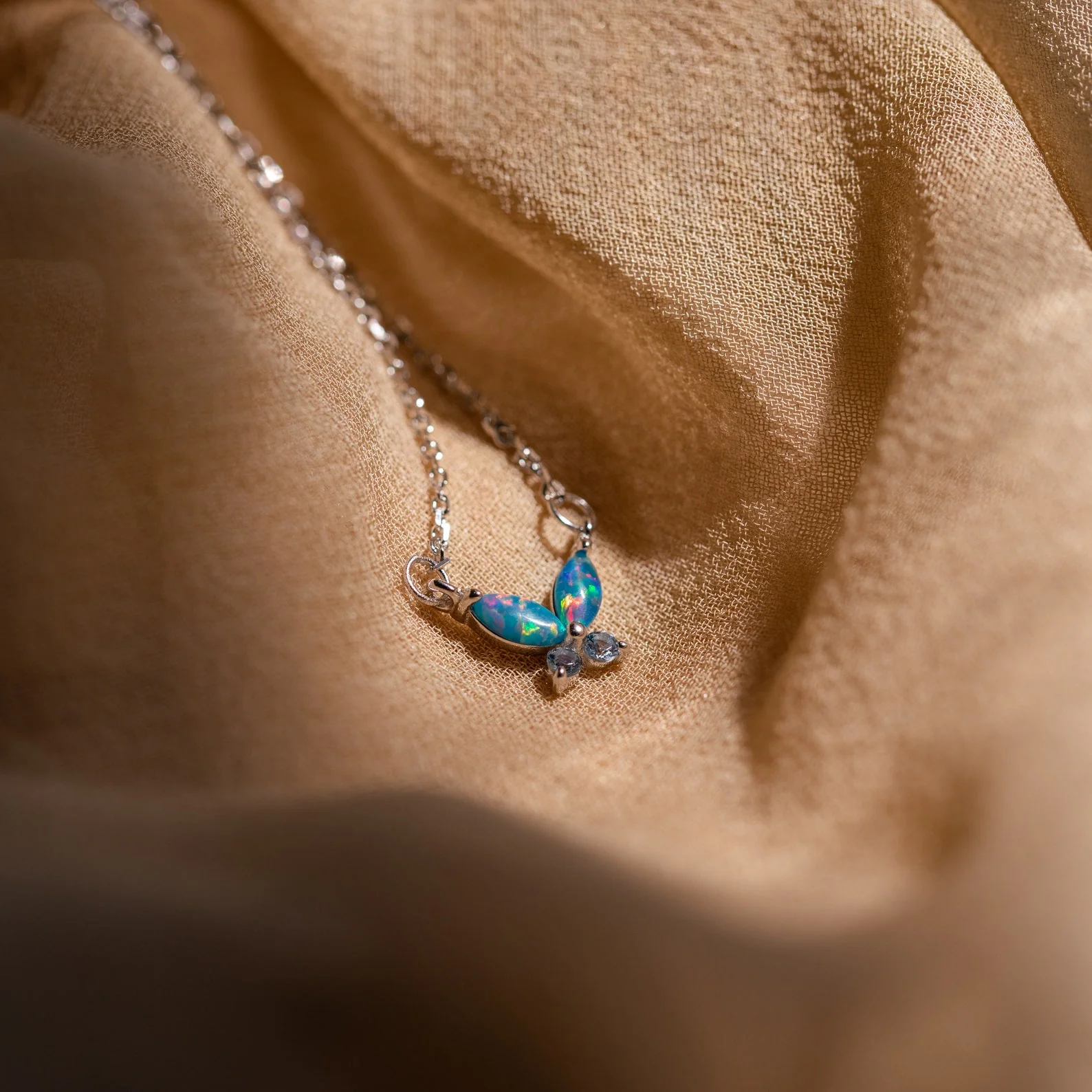 Blue Opal Butterfly Necklace - Image 6