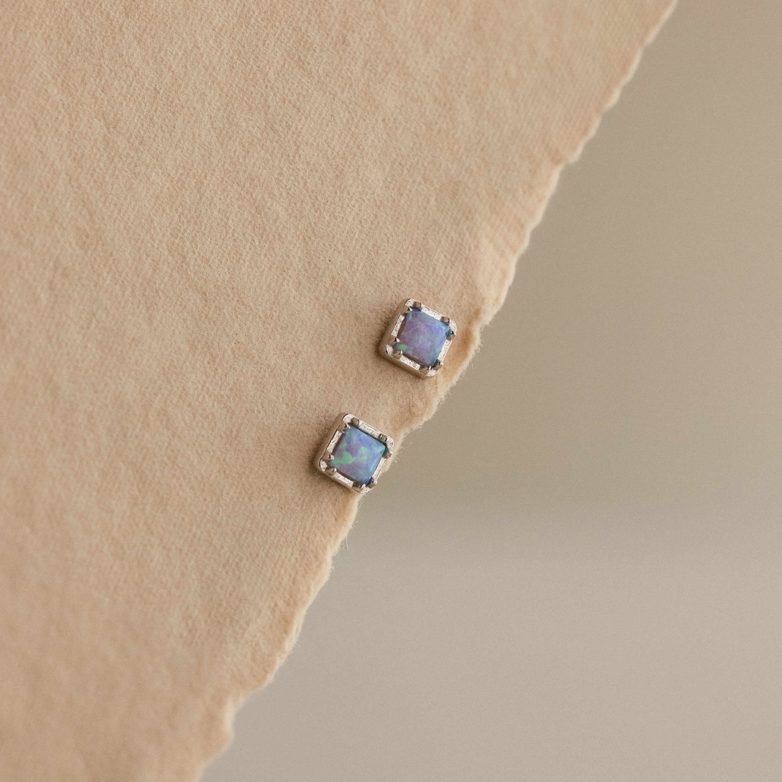Blue Opal Prism Flatback Studs in Silver - Image 3
