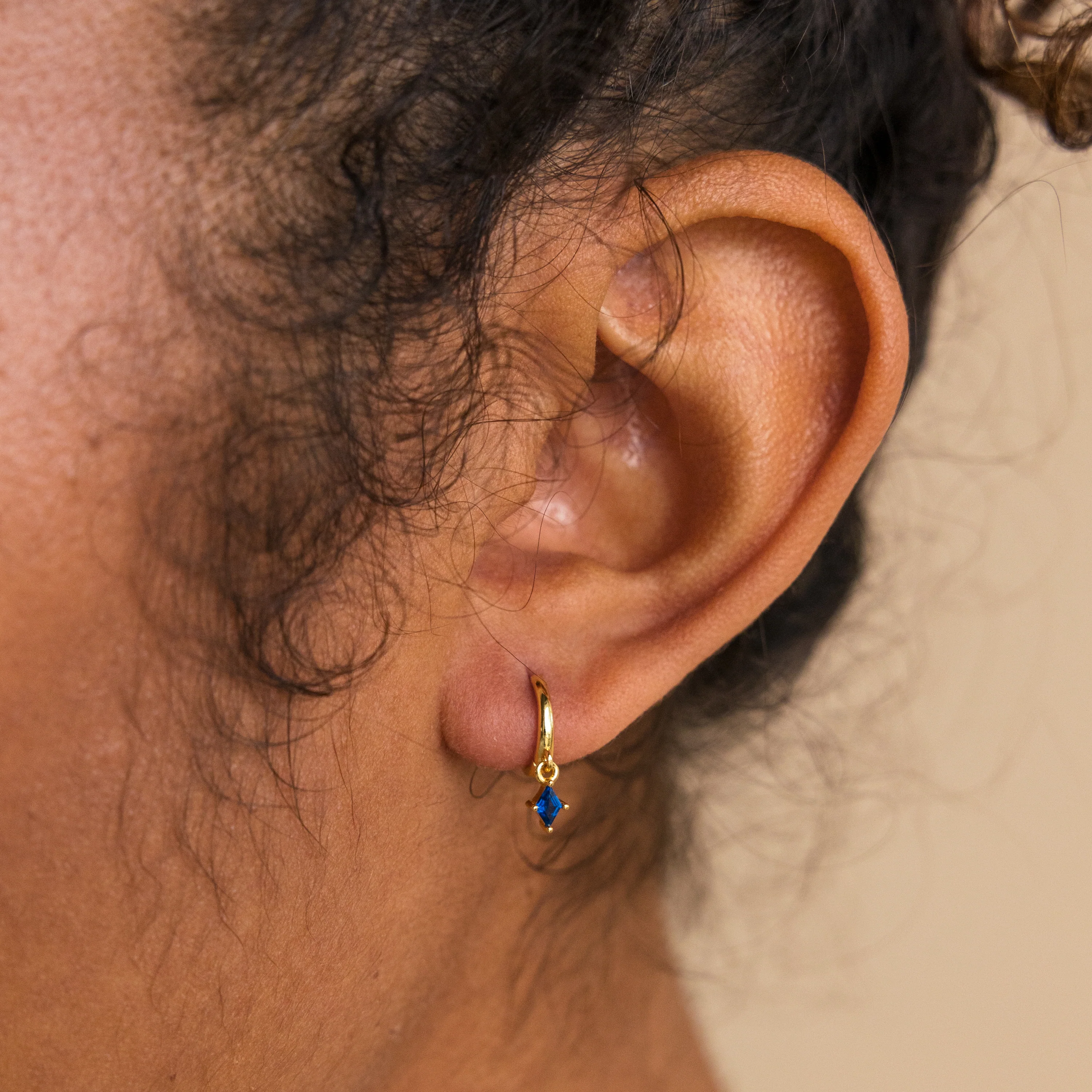 Blue Zircon Drop Huggies - Image 2