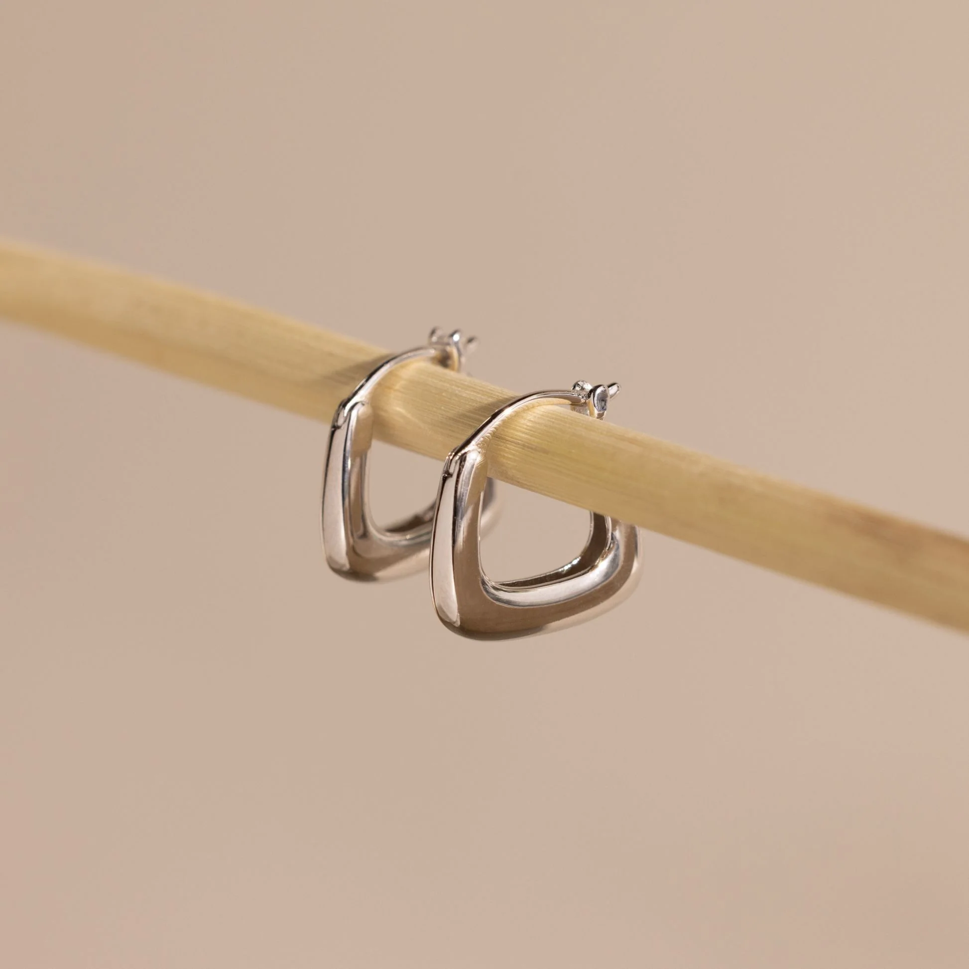 Bold Geometric Hoops in Silver