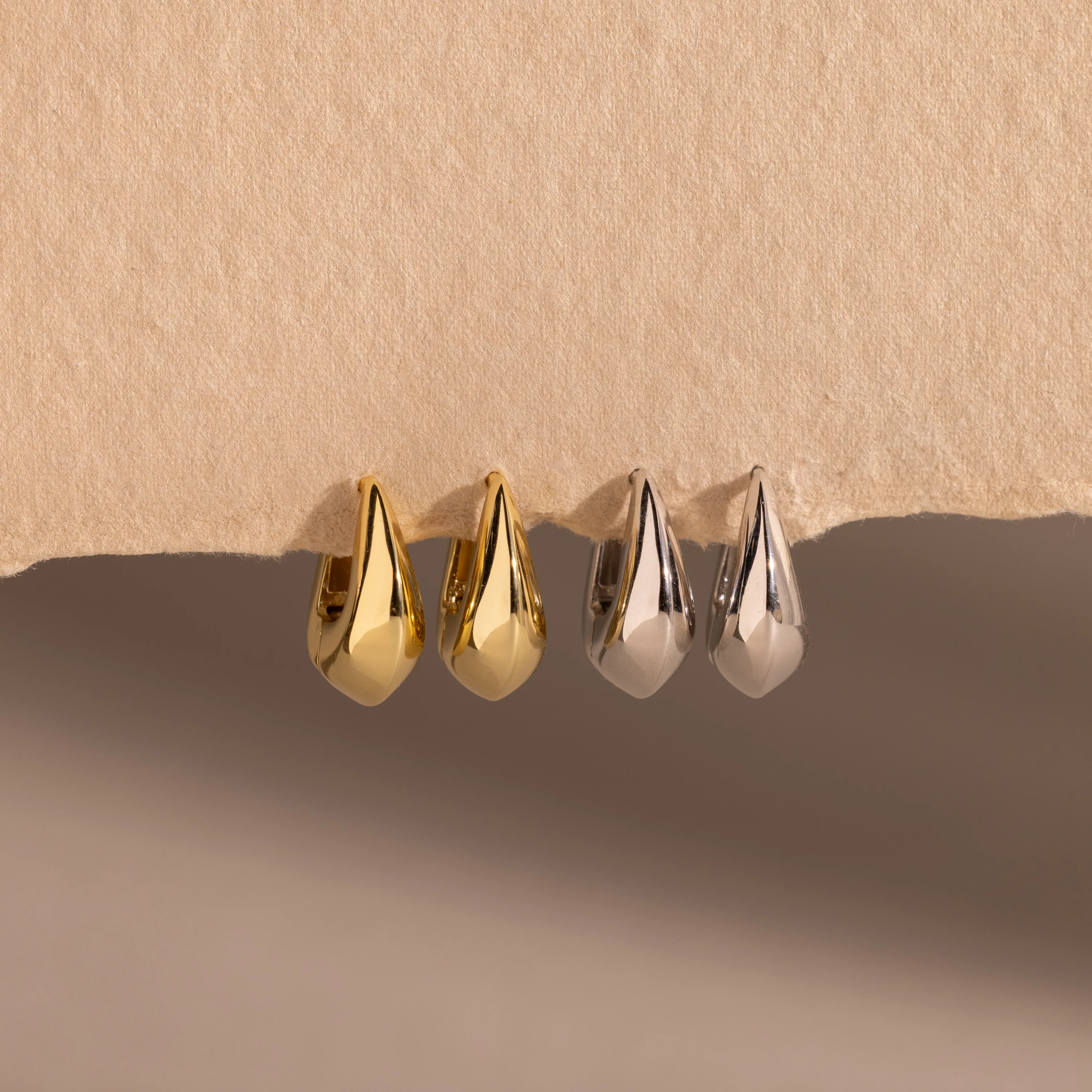 Bold Oval Huggies in Silver - Image 5