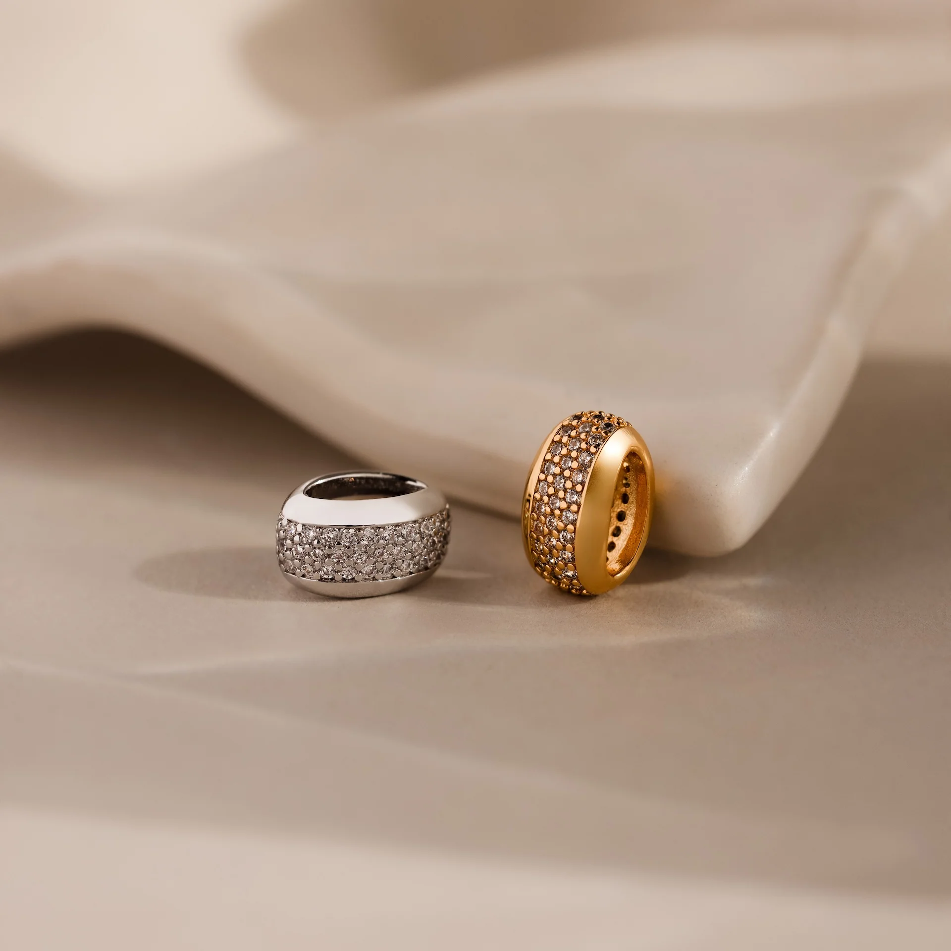 Bold Pave Dome Spacer Charm in Silver - Image 5