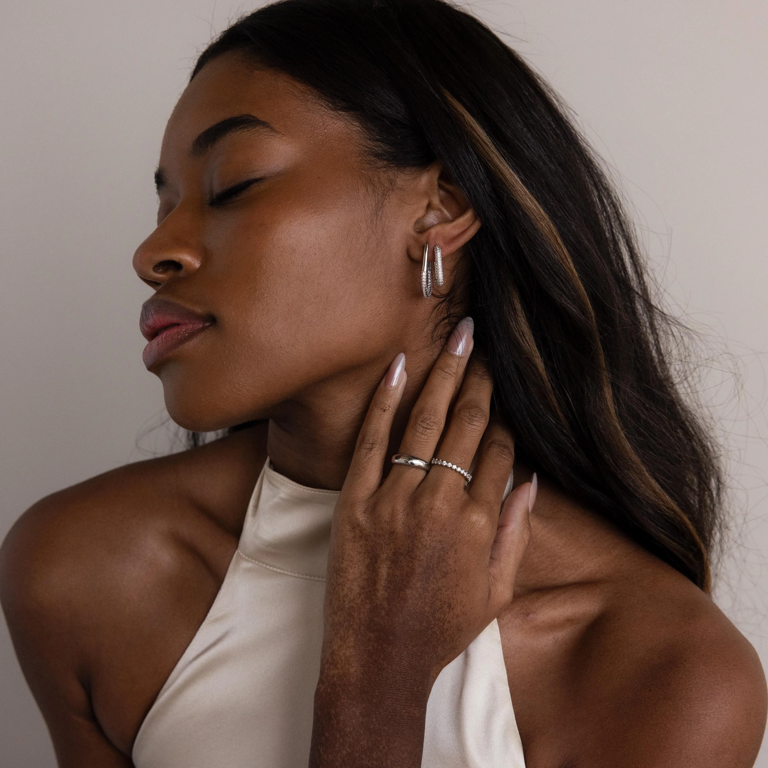 Bold Pave Oval Hoops - Image 6