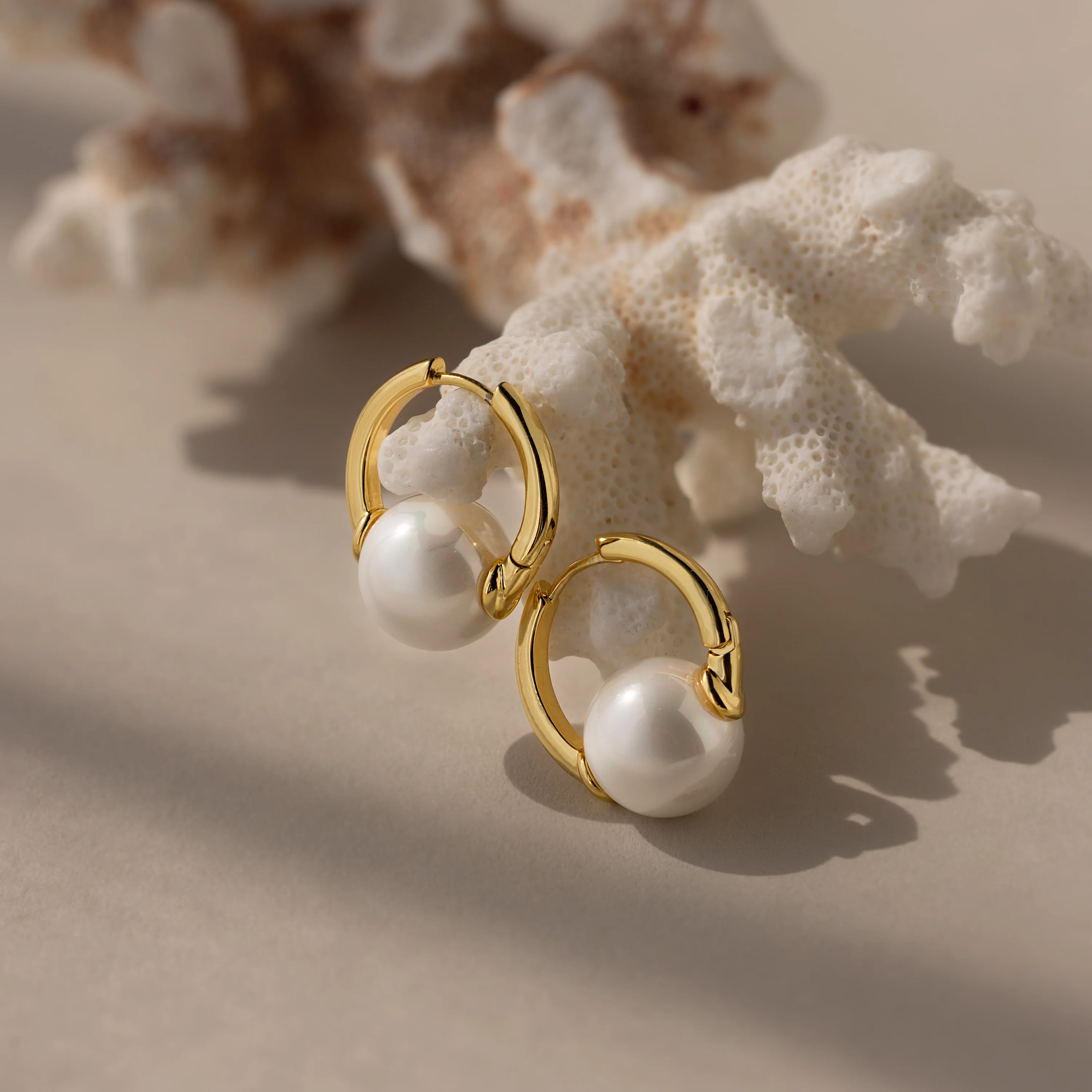 Bold Round Pearl Hoops - Image 9