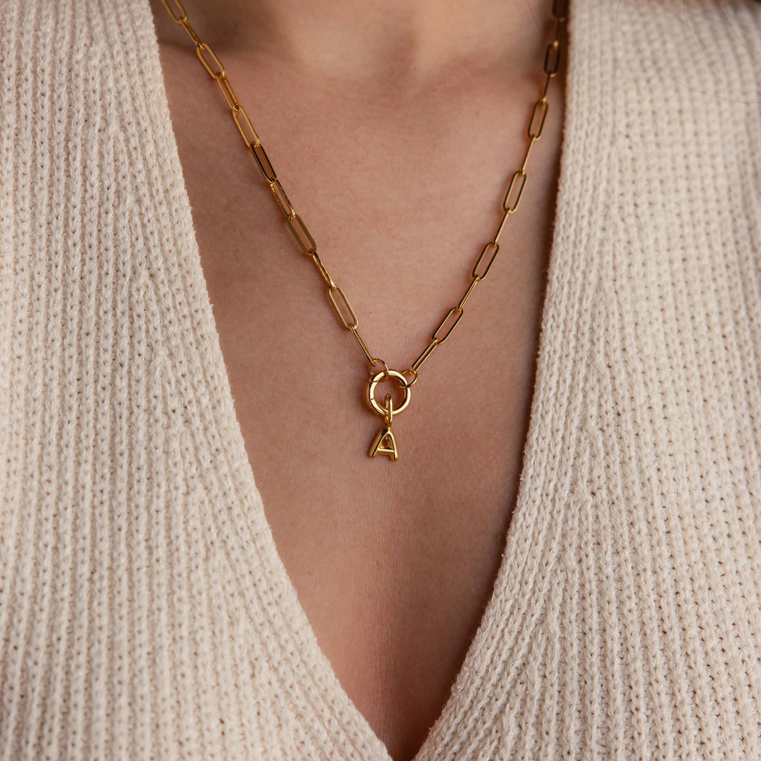Bubble Letter Charm in 18K Gold - Image 2