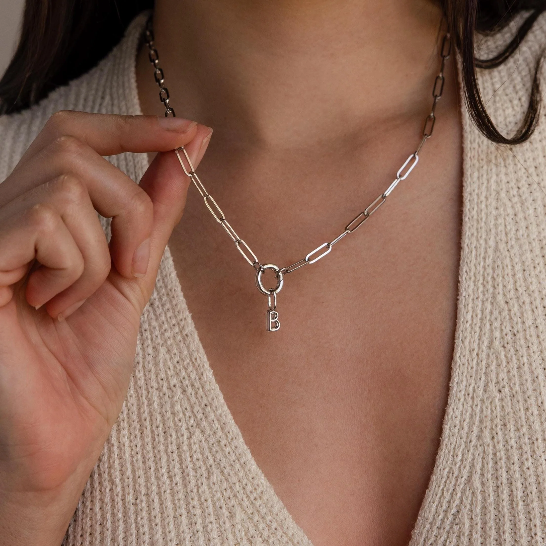 Bubble Letter Charm in Silver - Image 2