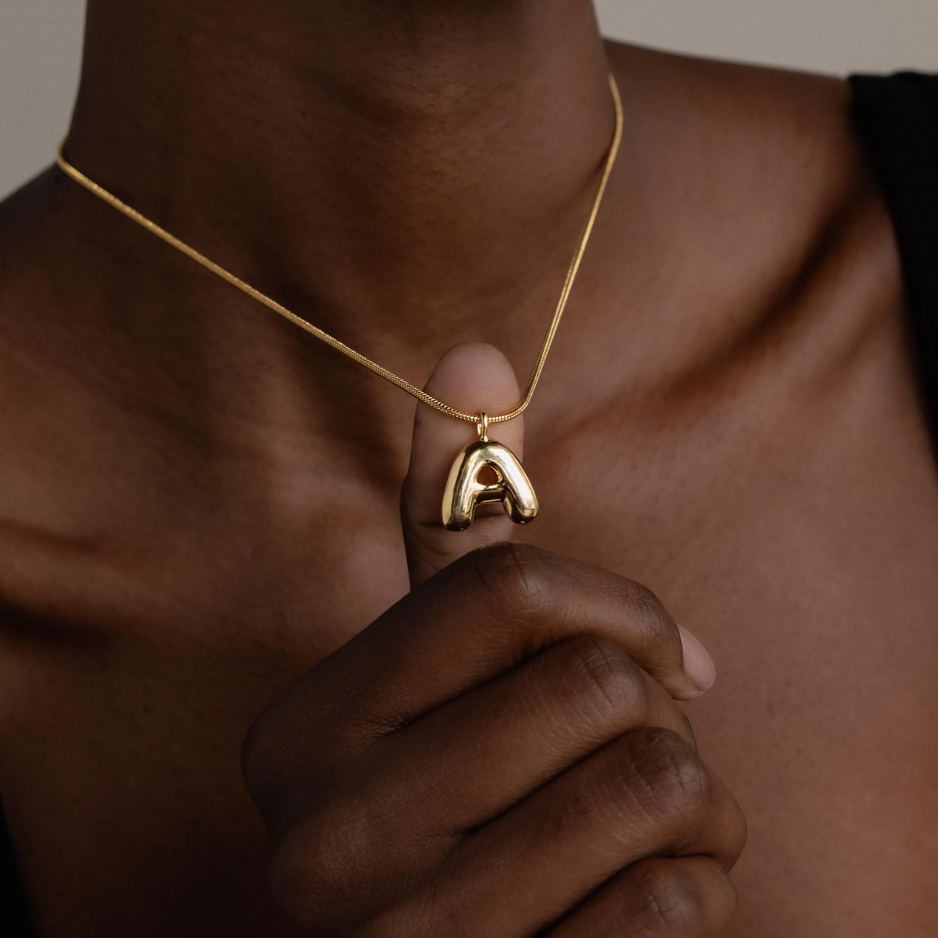 Bubble Letter Necklace in 18K Gold - Image 2