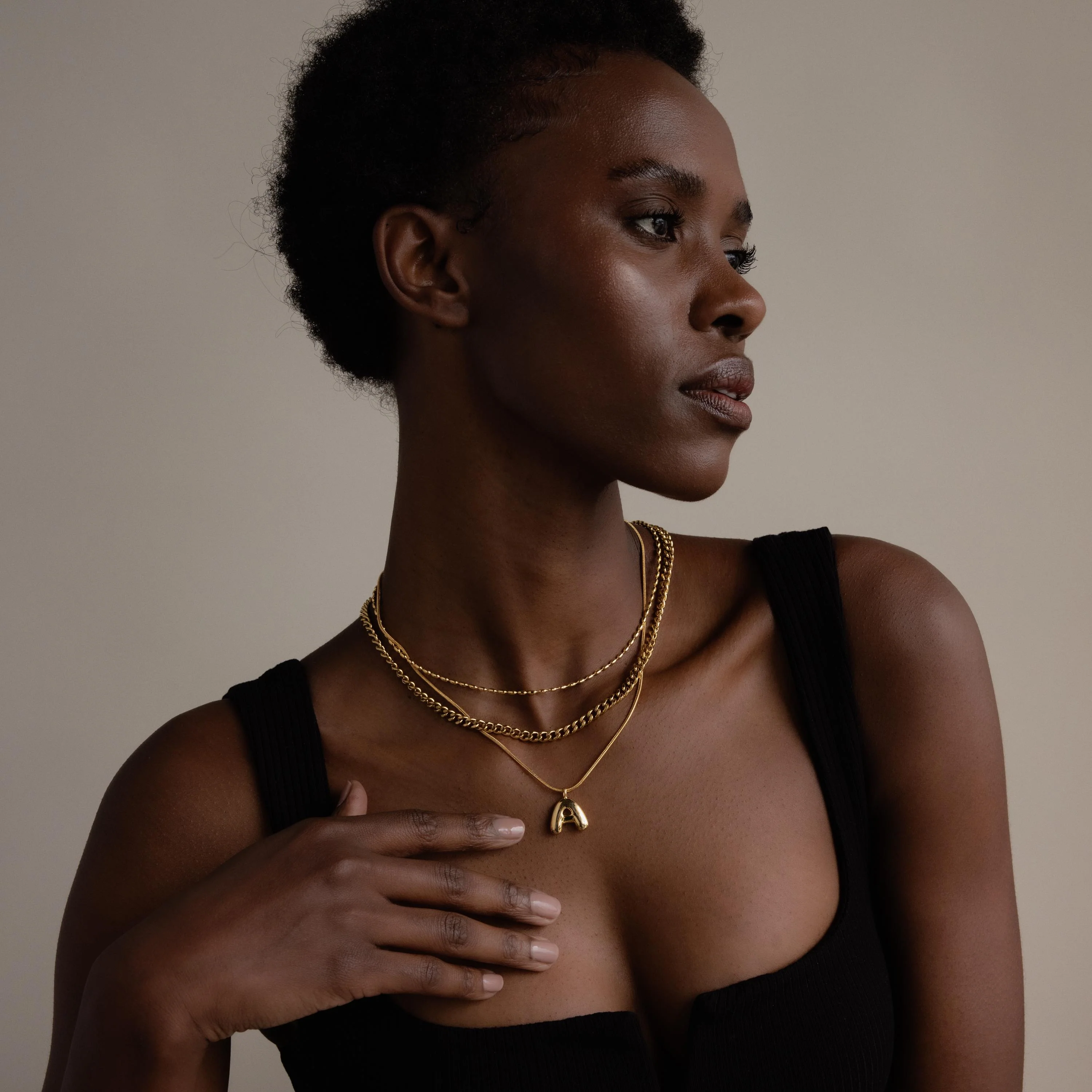 Bubble Letter Necklace in 18K Gold - Image 5