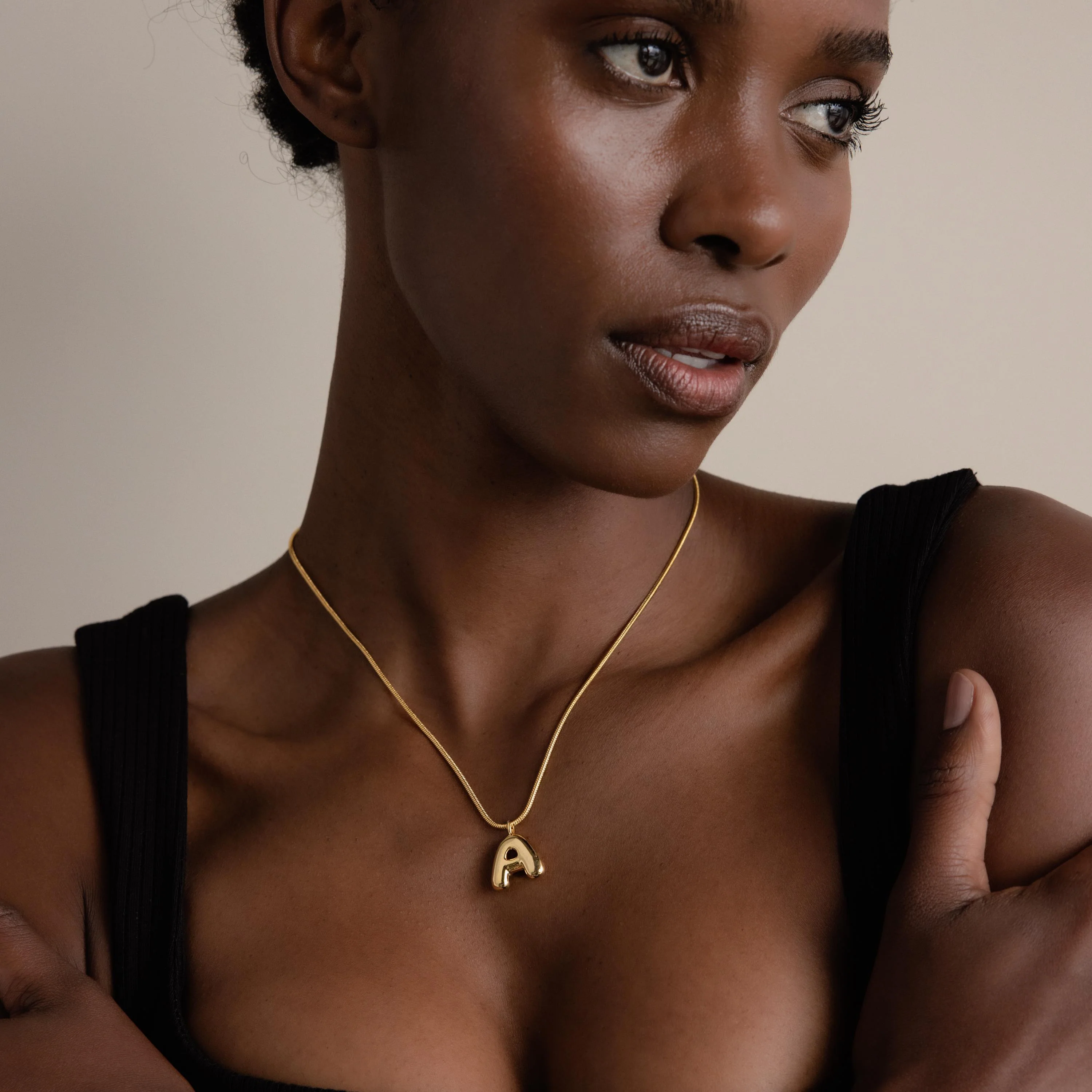 Bubble Letter Necklace in 18K Gold - Image 4