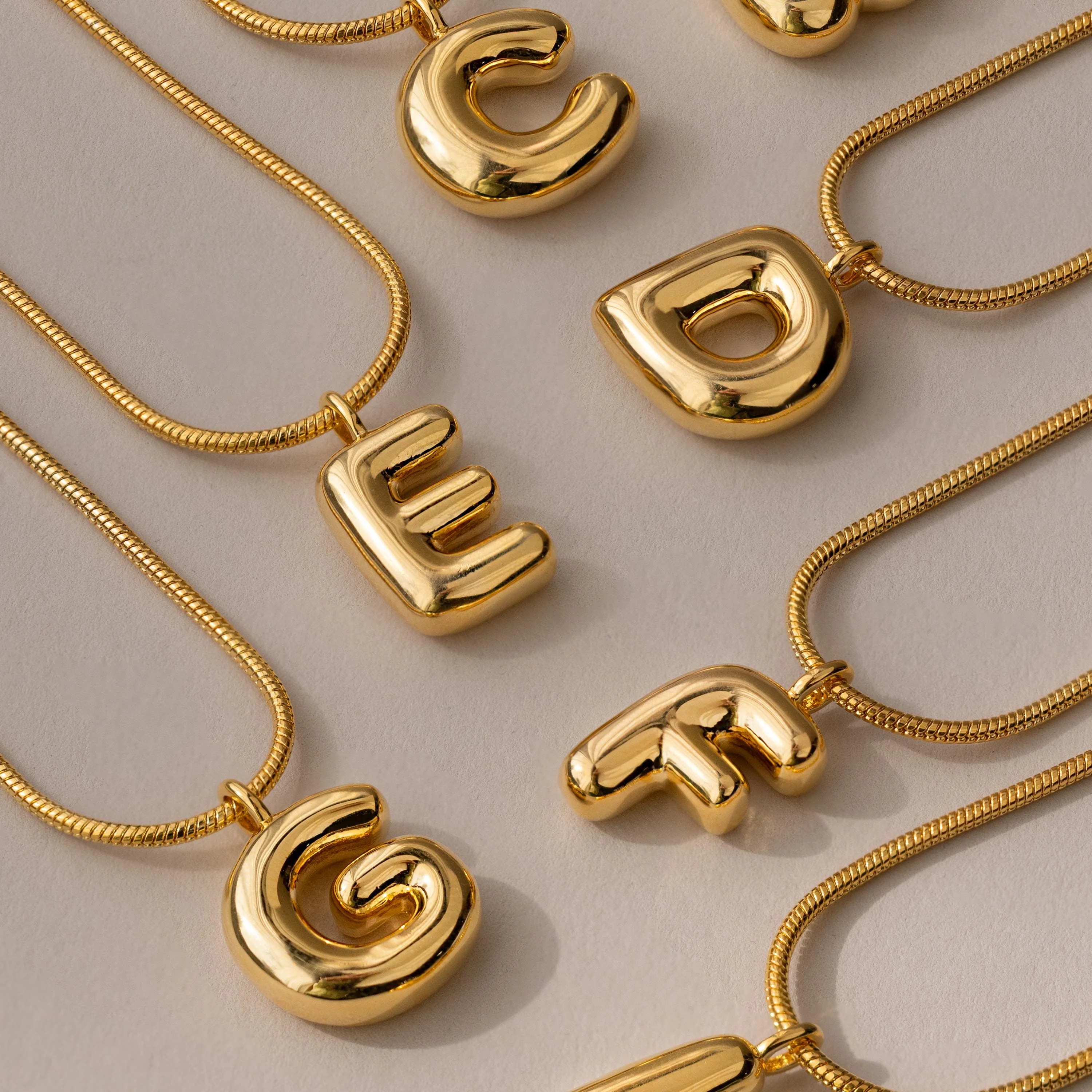 Bubble Letter Necklace in 18K Gold - Image 6