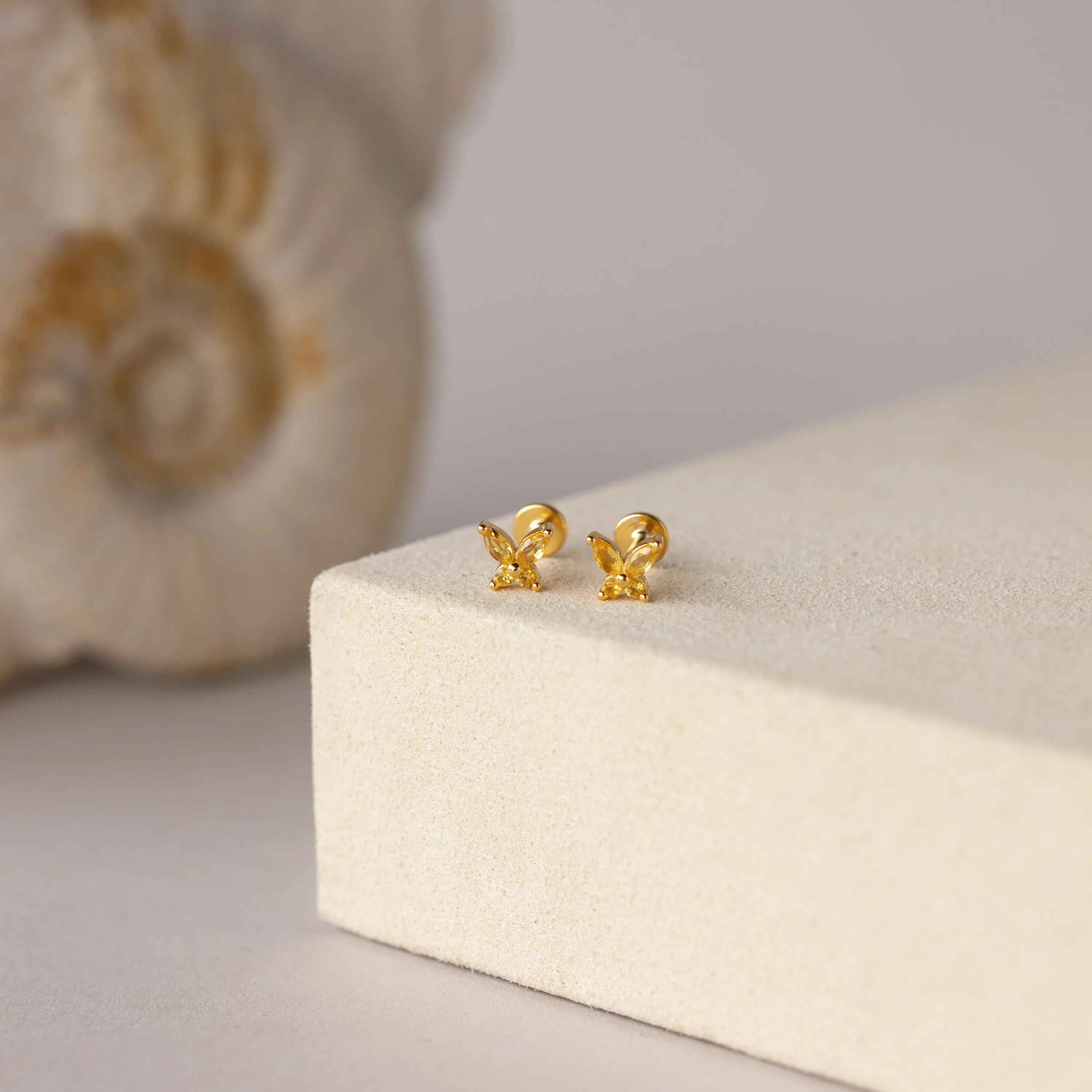 Butterfly Topaz Flatback Studs