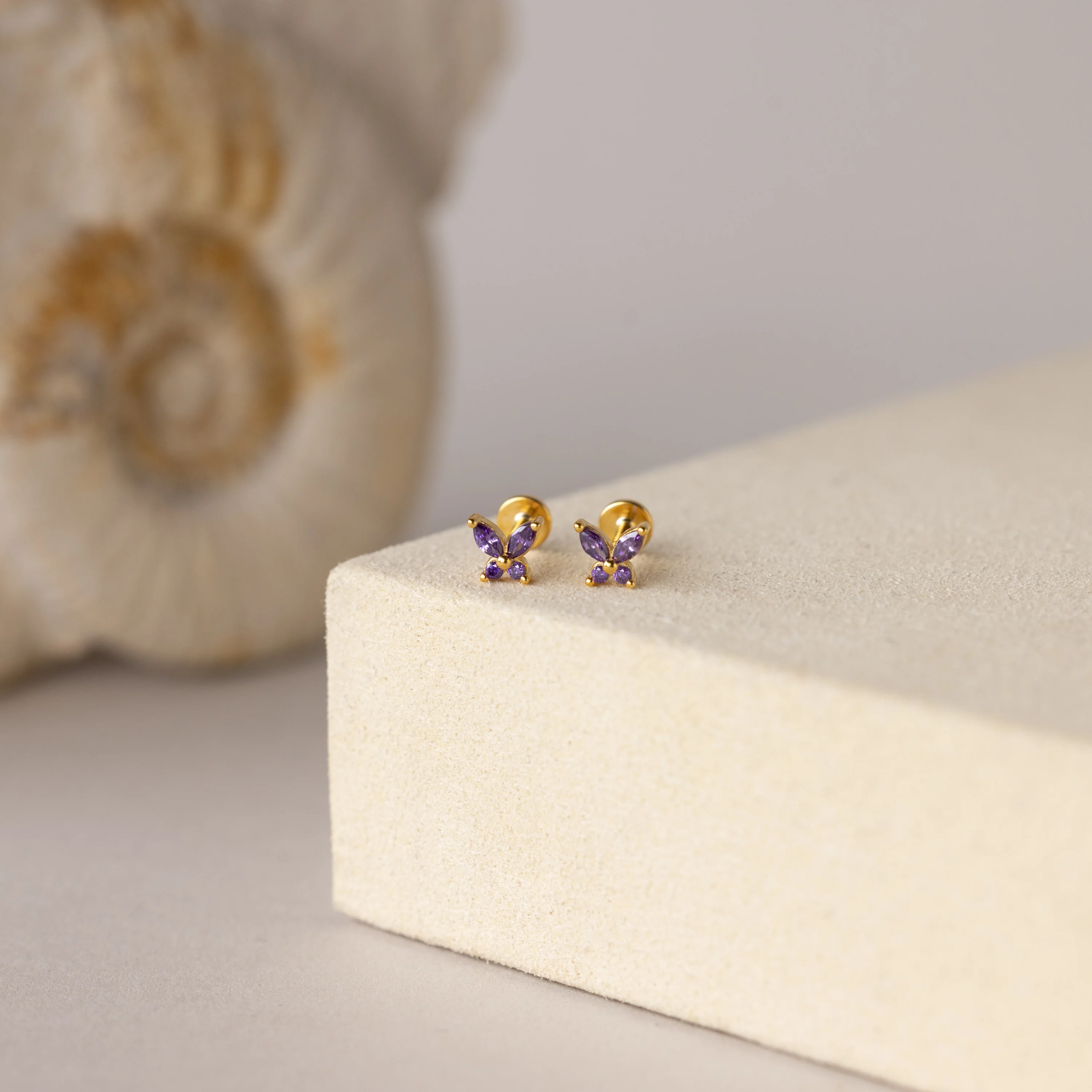 Butterfly Amethyst Flatback Studs