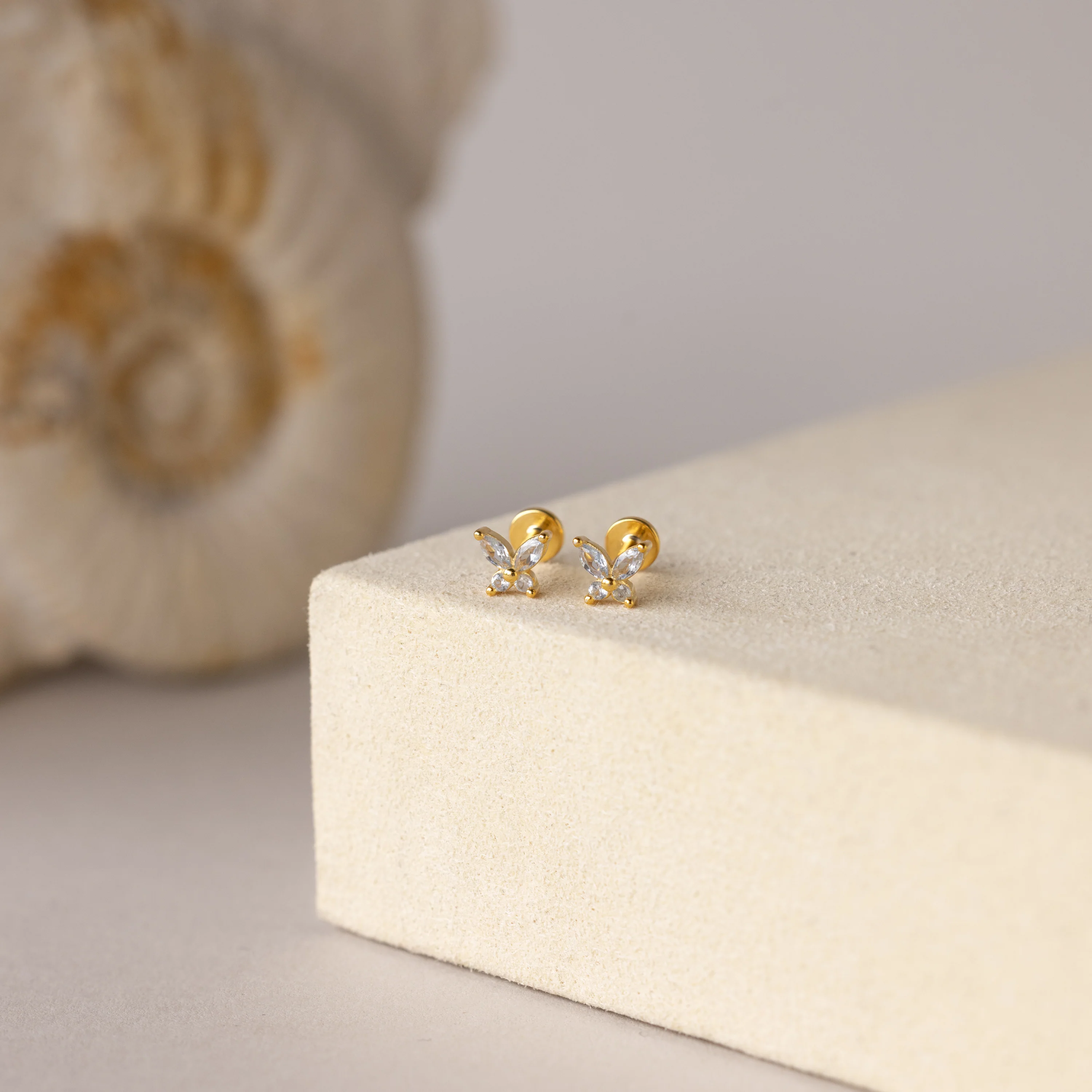 Butterfly Diamond Flatback Studs