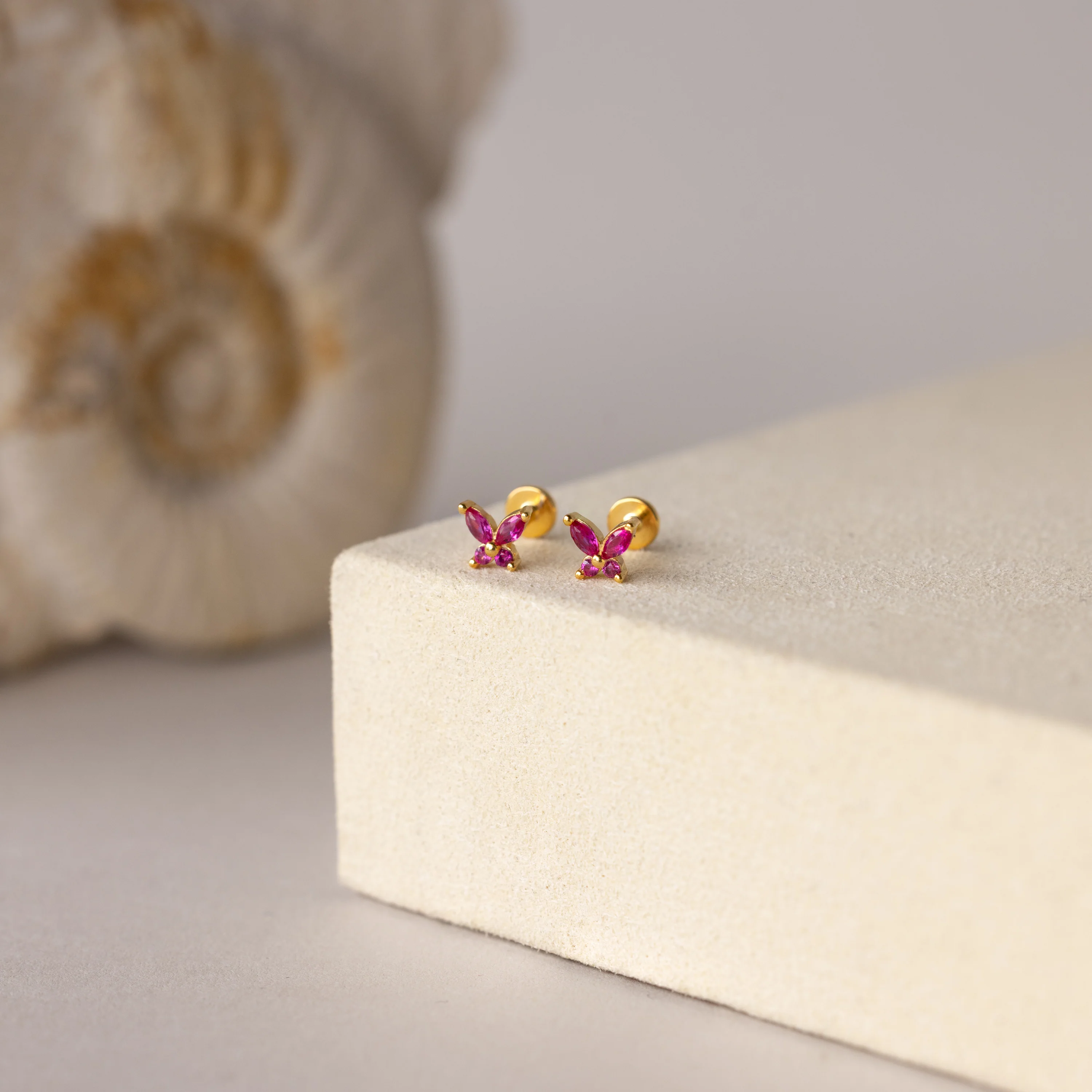 Butterfly Ruby Flatback Studs