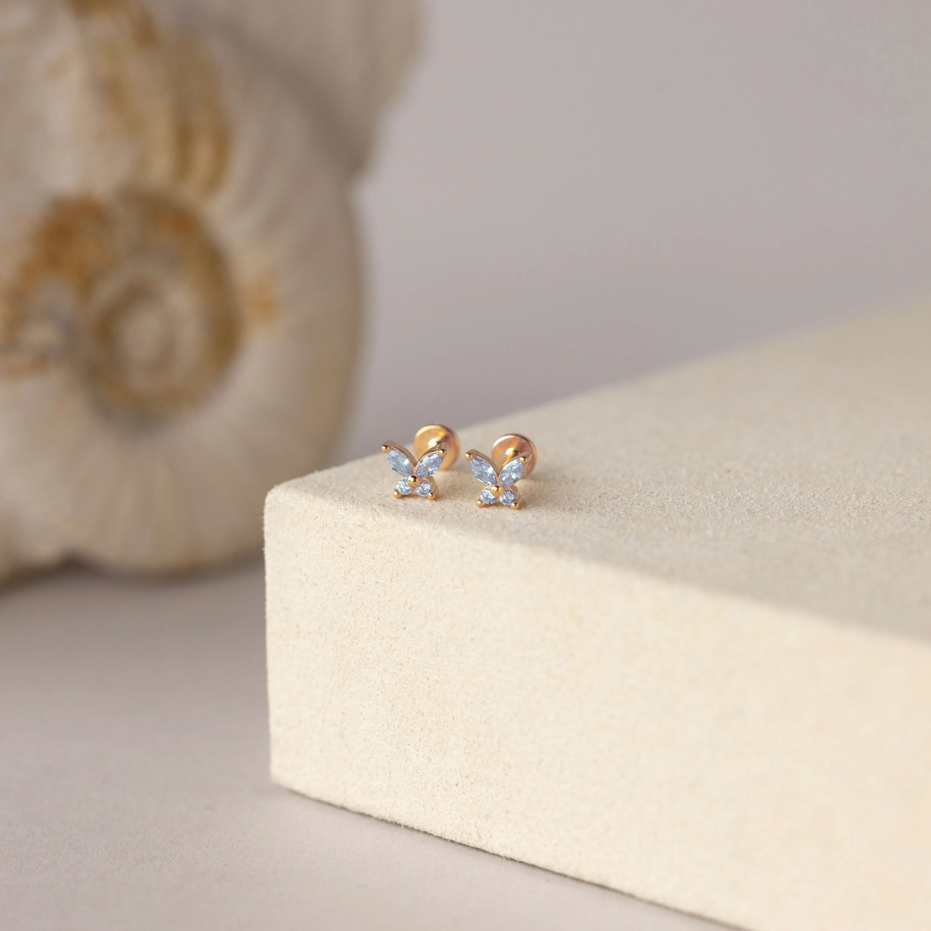 Butterfly Aquamarine Flatback Studs