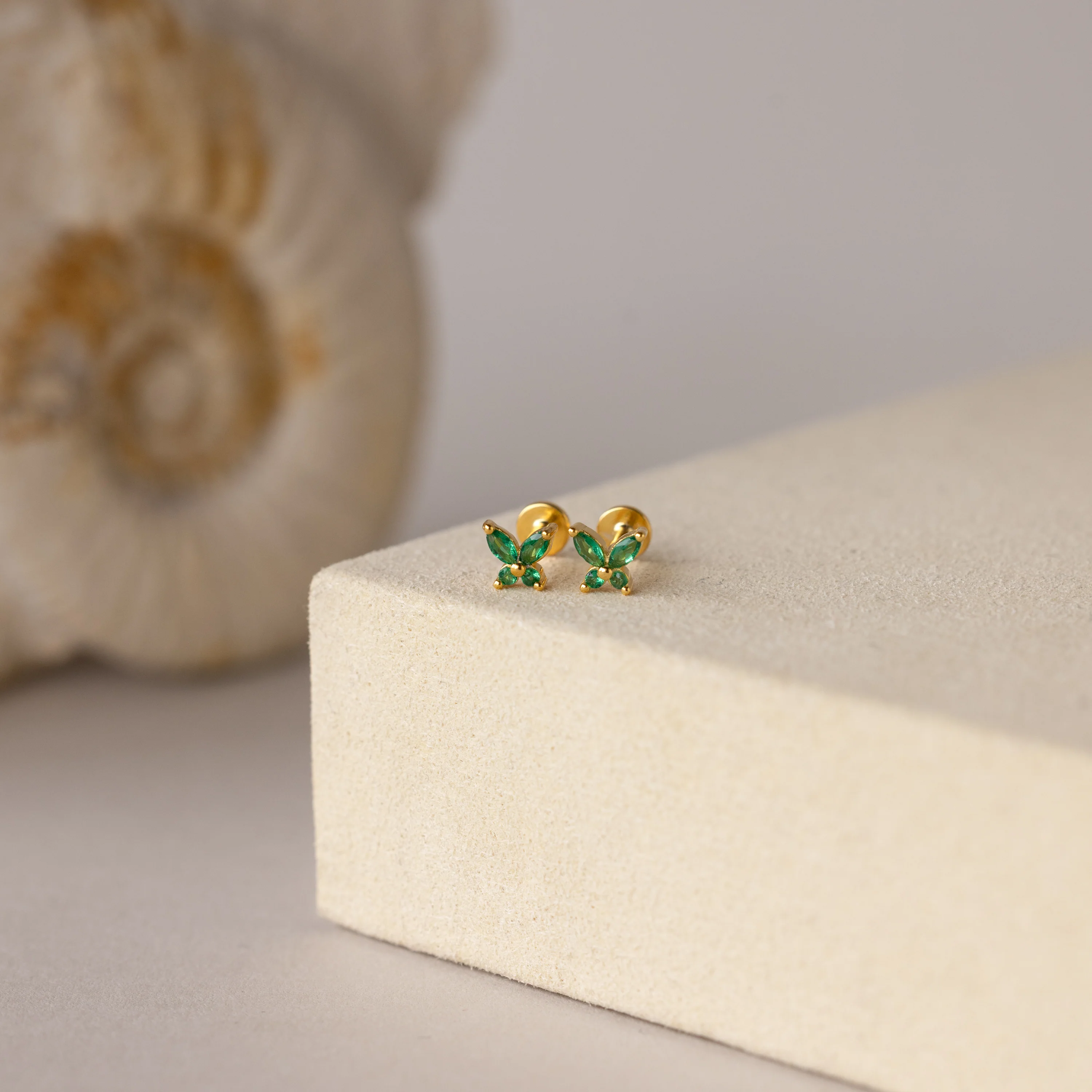 Butterfly Emerald Flatback Studs