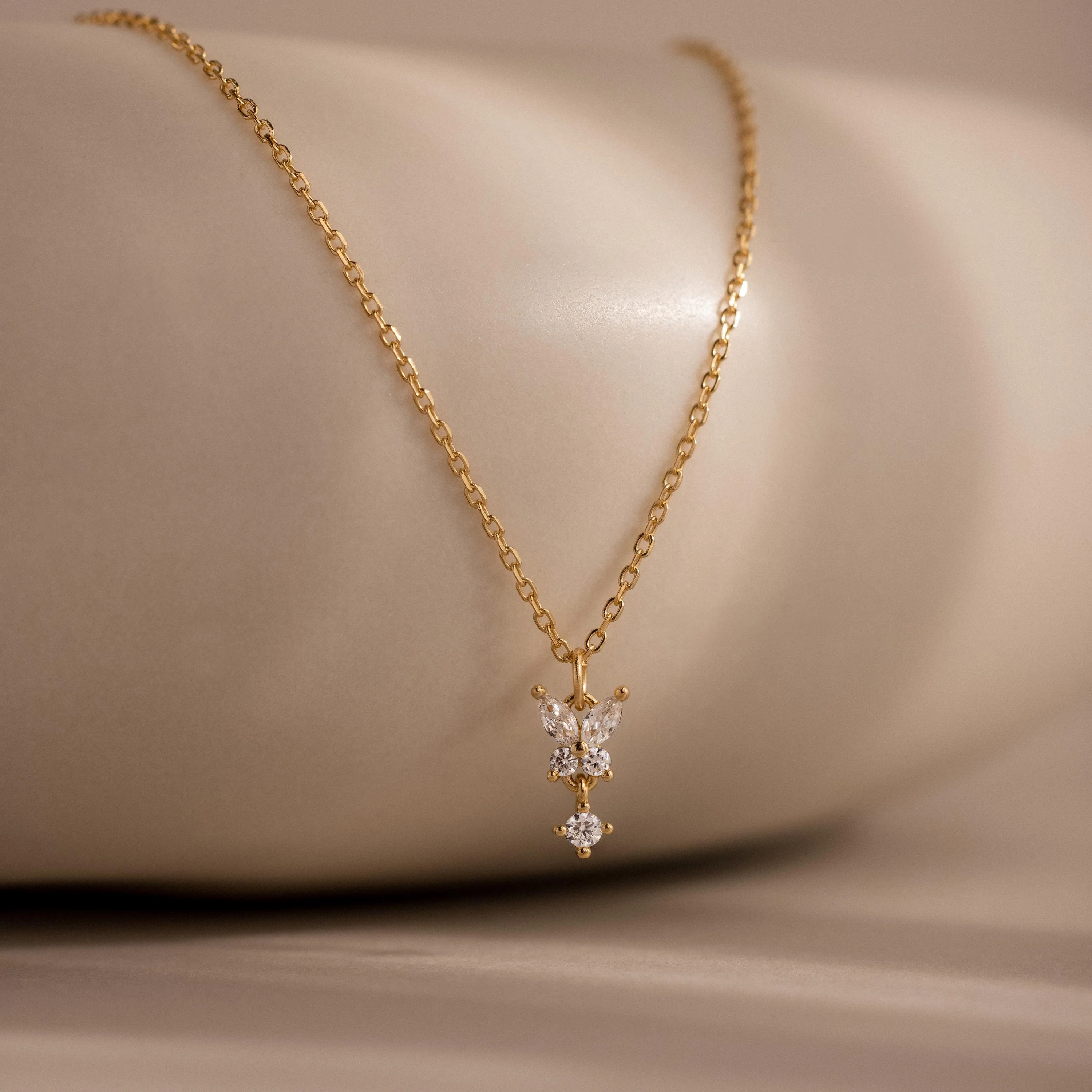Butterfly Drop Necklace in 18K Gold - Image 3