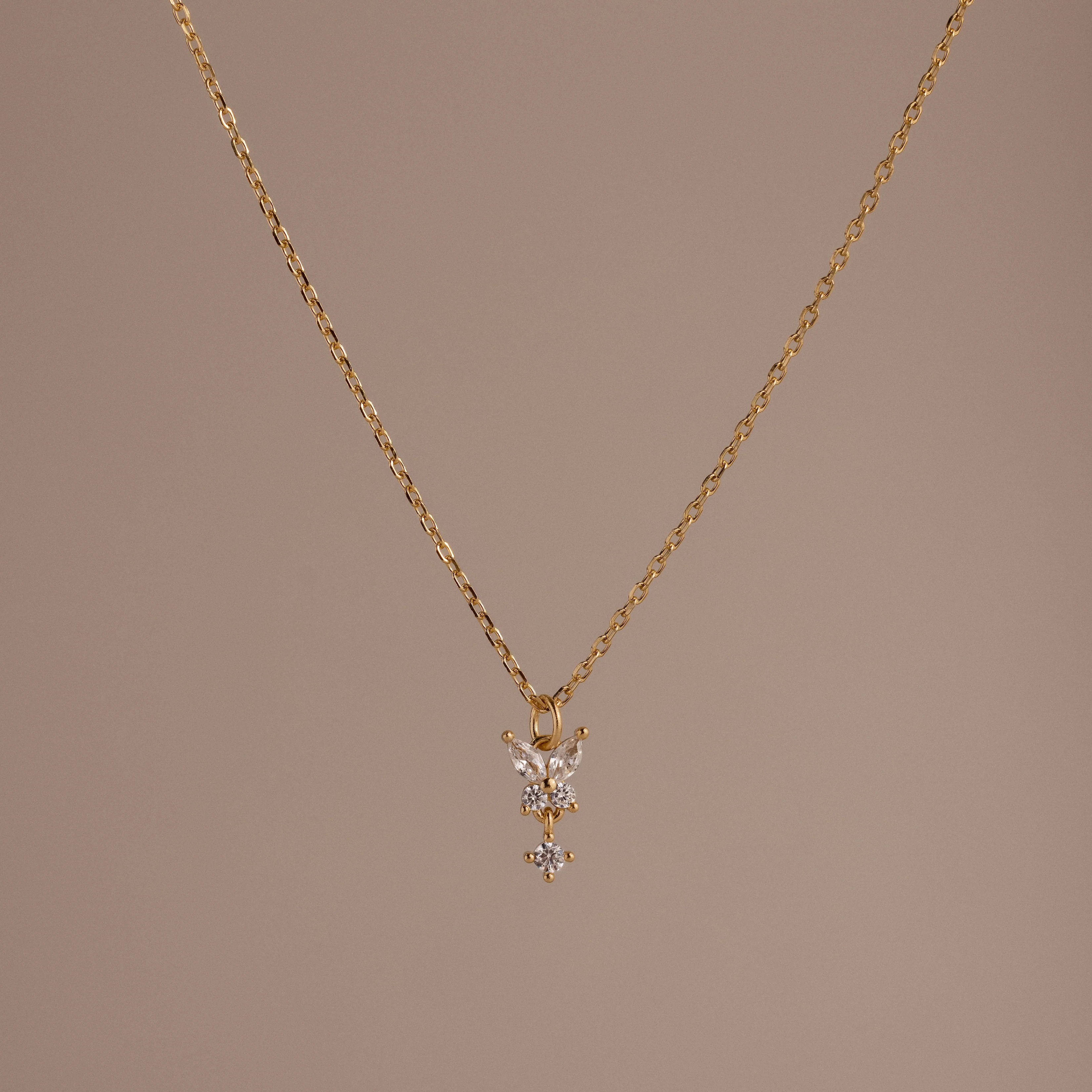 Butterfly Drop Necklace in 18K Gold - Image 6