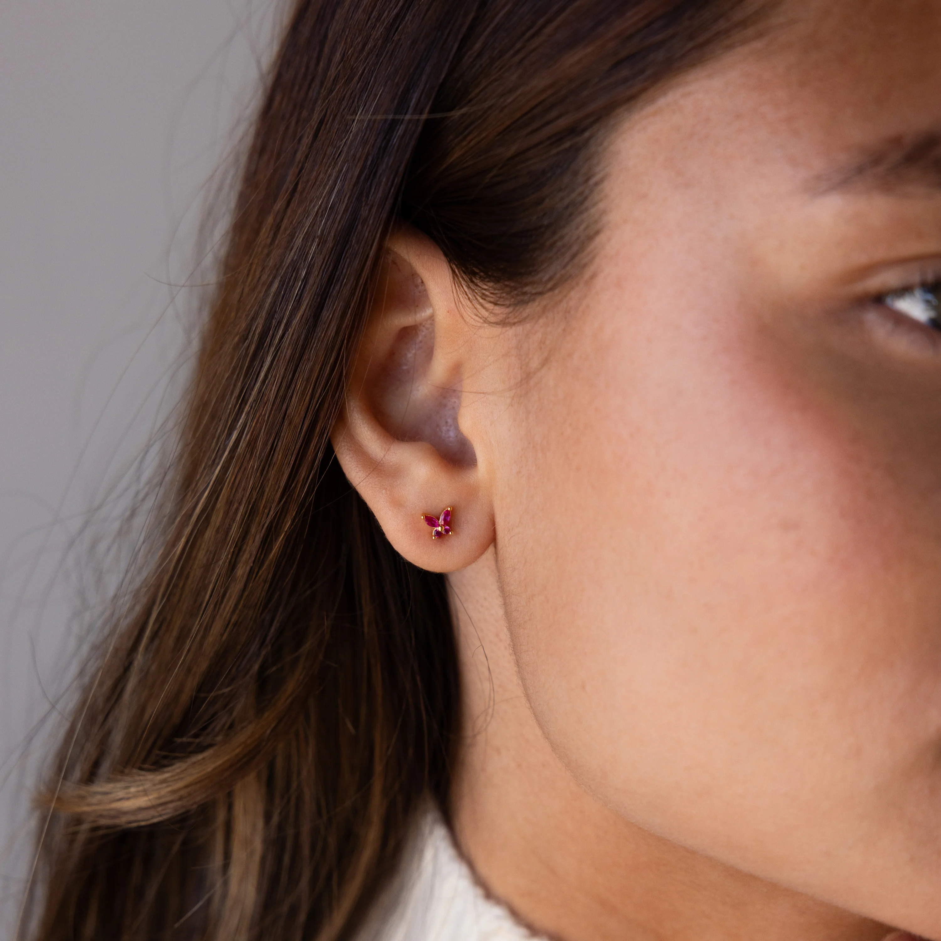Butterfly Garnet Flatback Studs - Image 2
