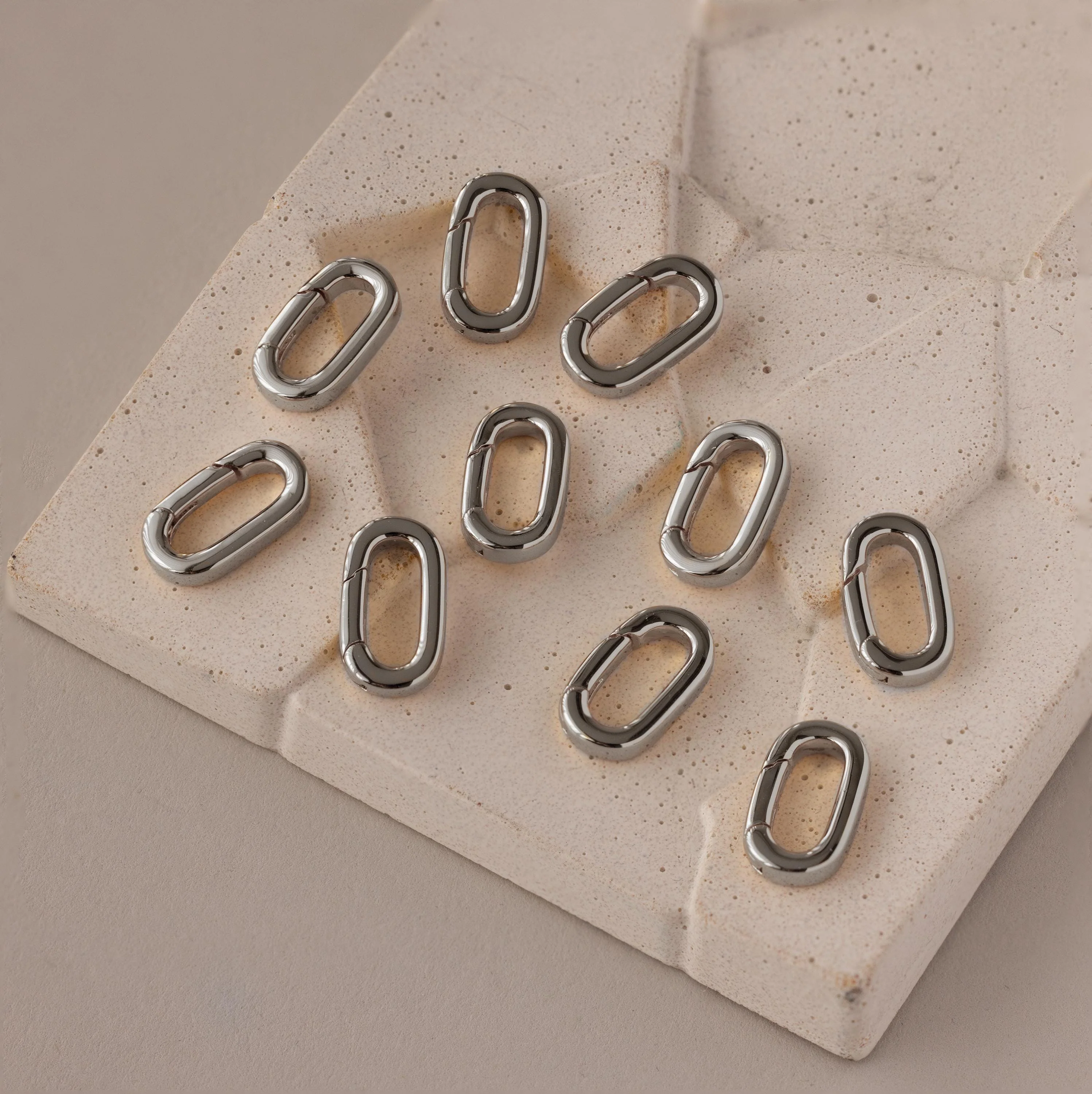 Multipurpose Charm Hoop Clasp Set in Silver