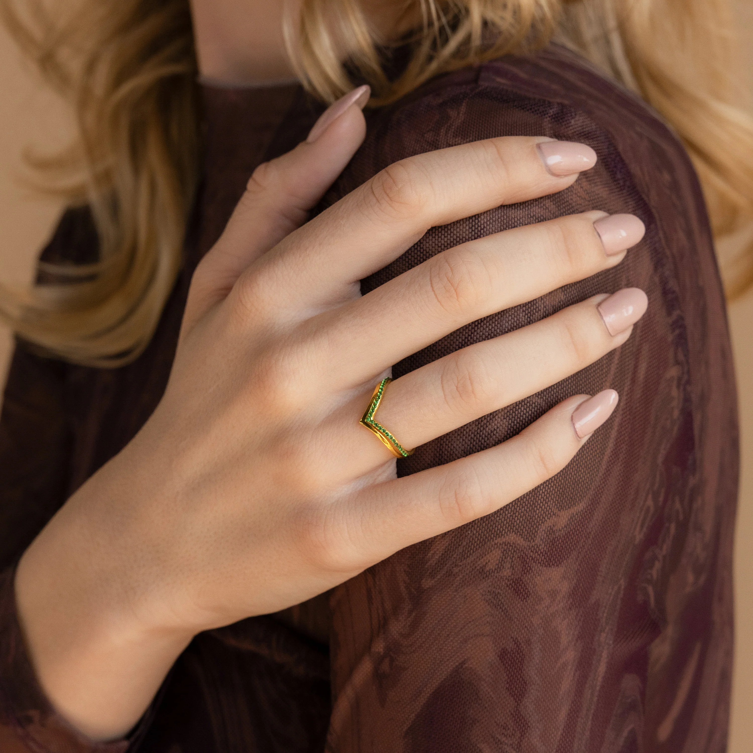Chevron Birthstone Rings Set - Image 2