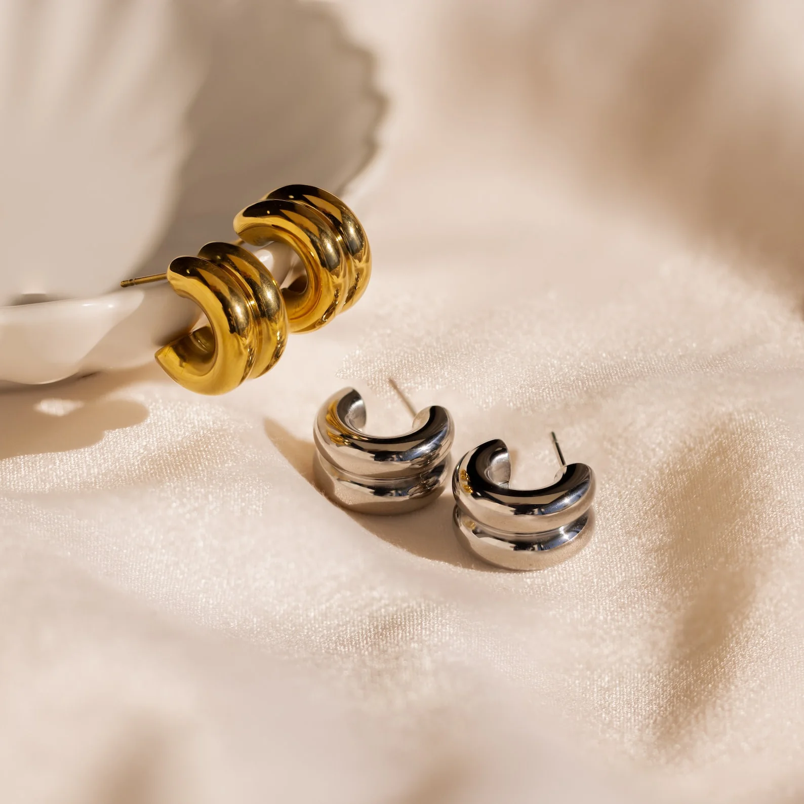 Chunky Double Hoops - Image 3