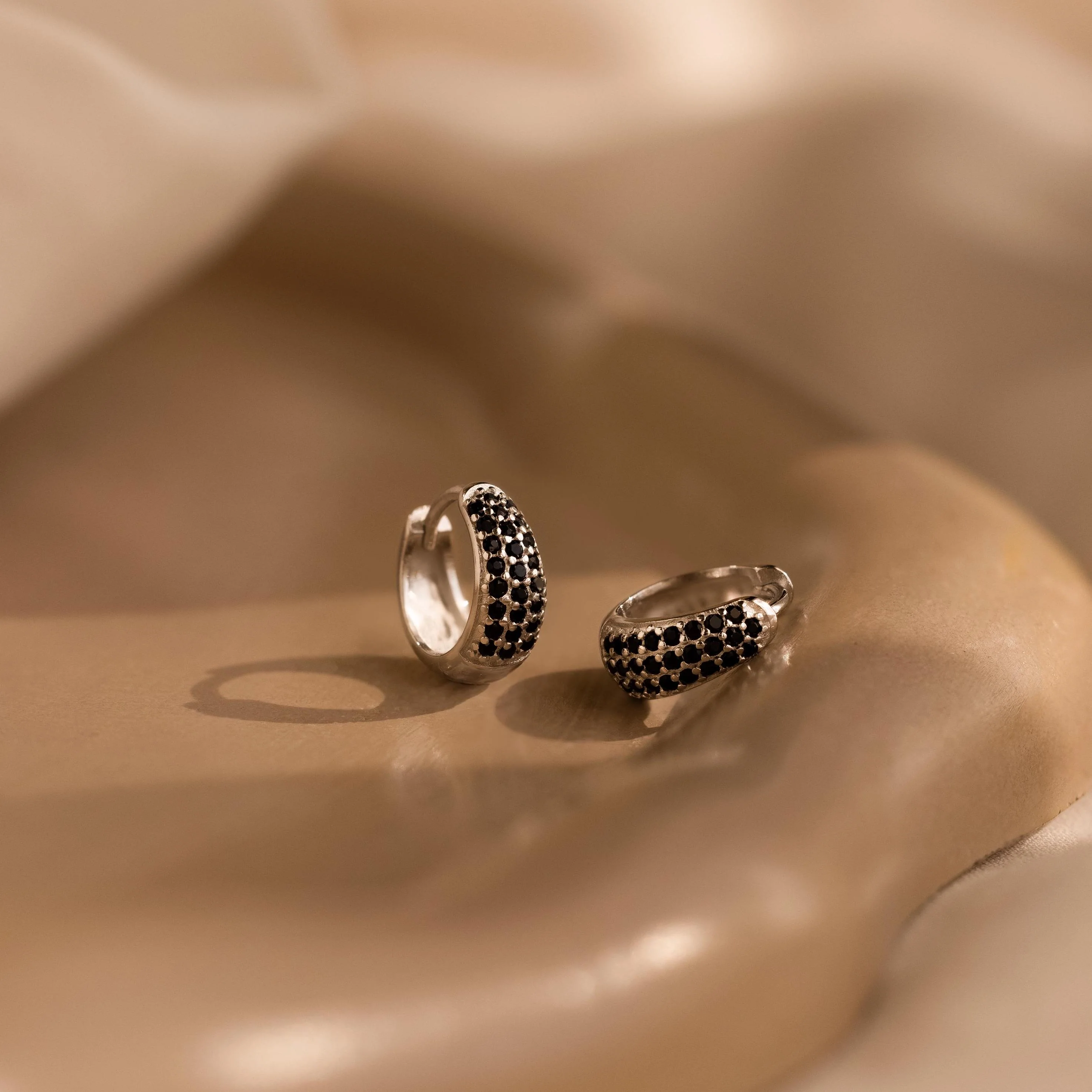 Chunky Onyx Pave Huggies - Image 4