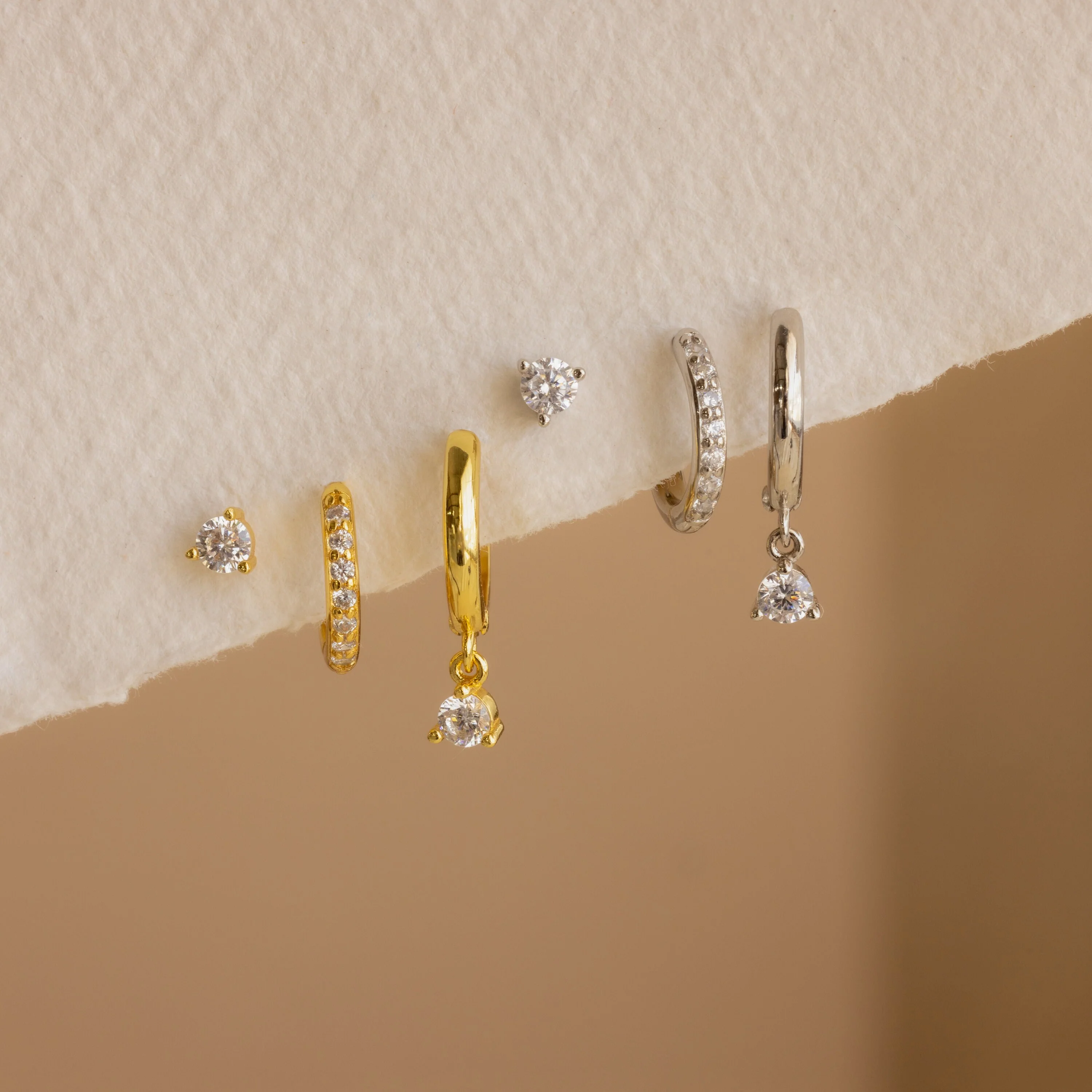 Classic Diamond Earrings Set in Silver - Image 4