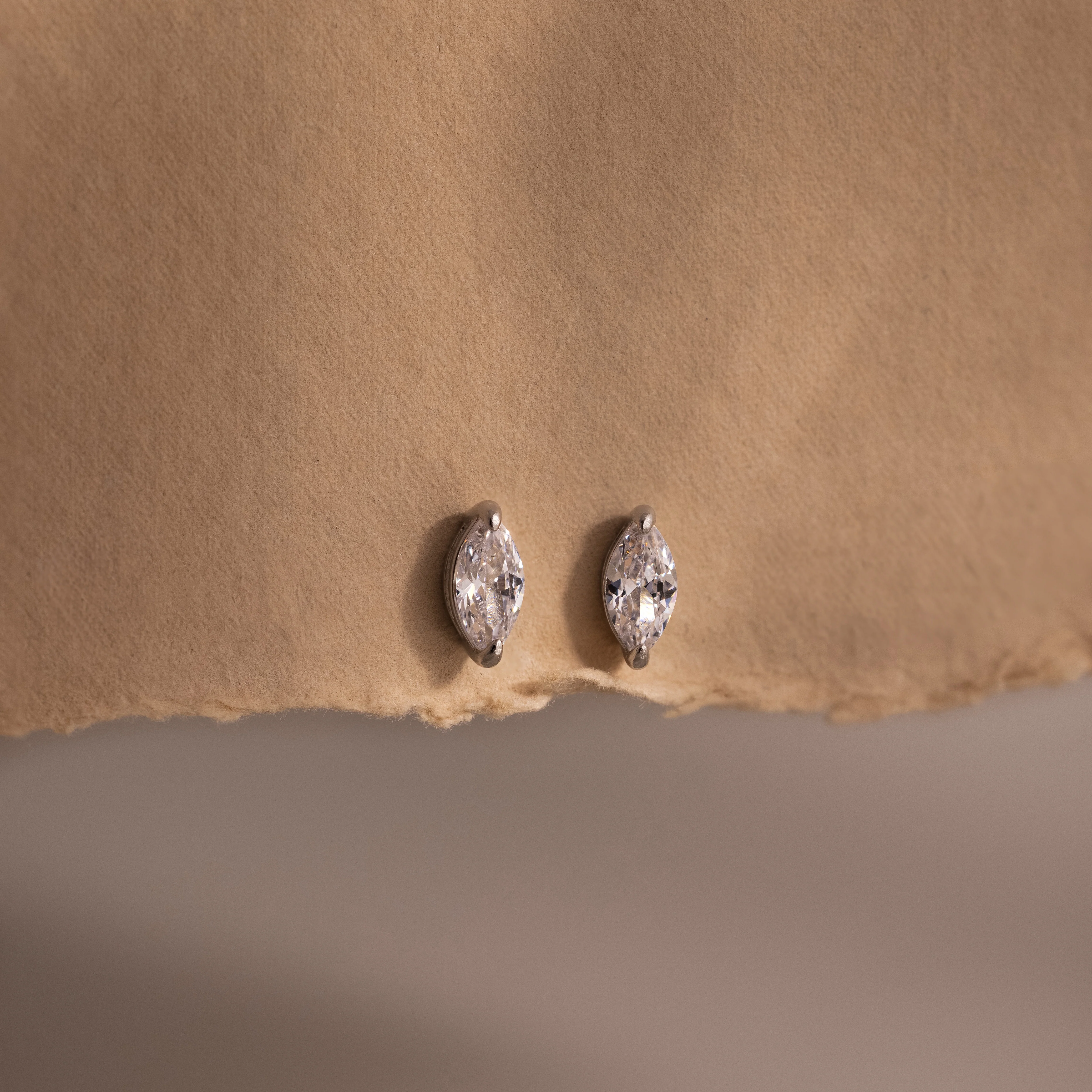 Classic Marquise Diamond Studs in Silver - Image 3