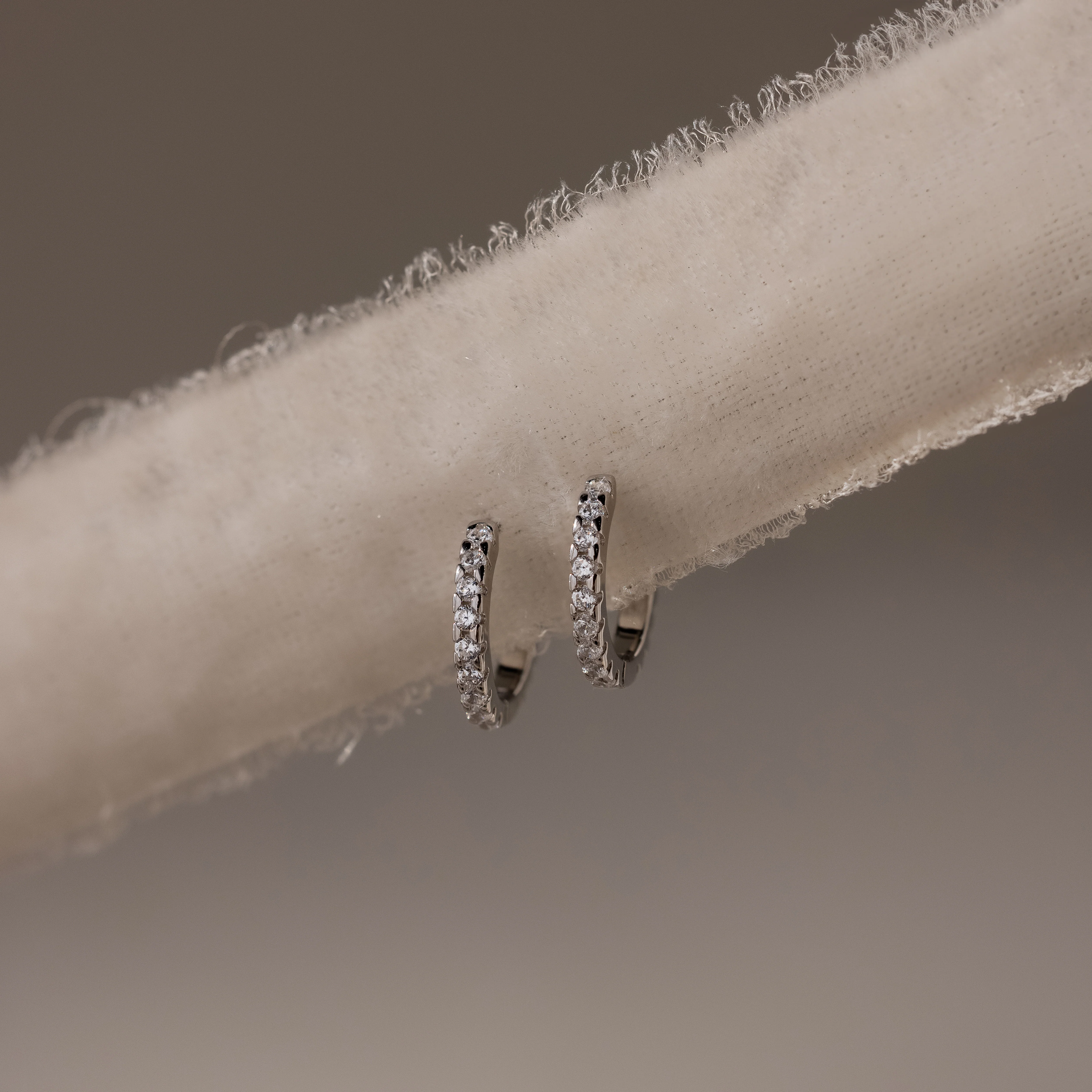 Coco Pave Huggies in Silver