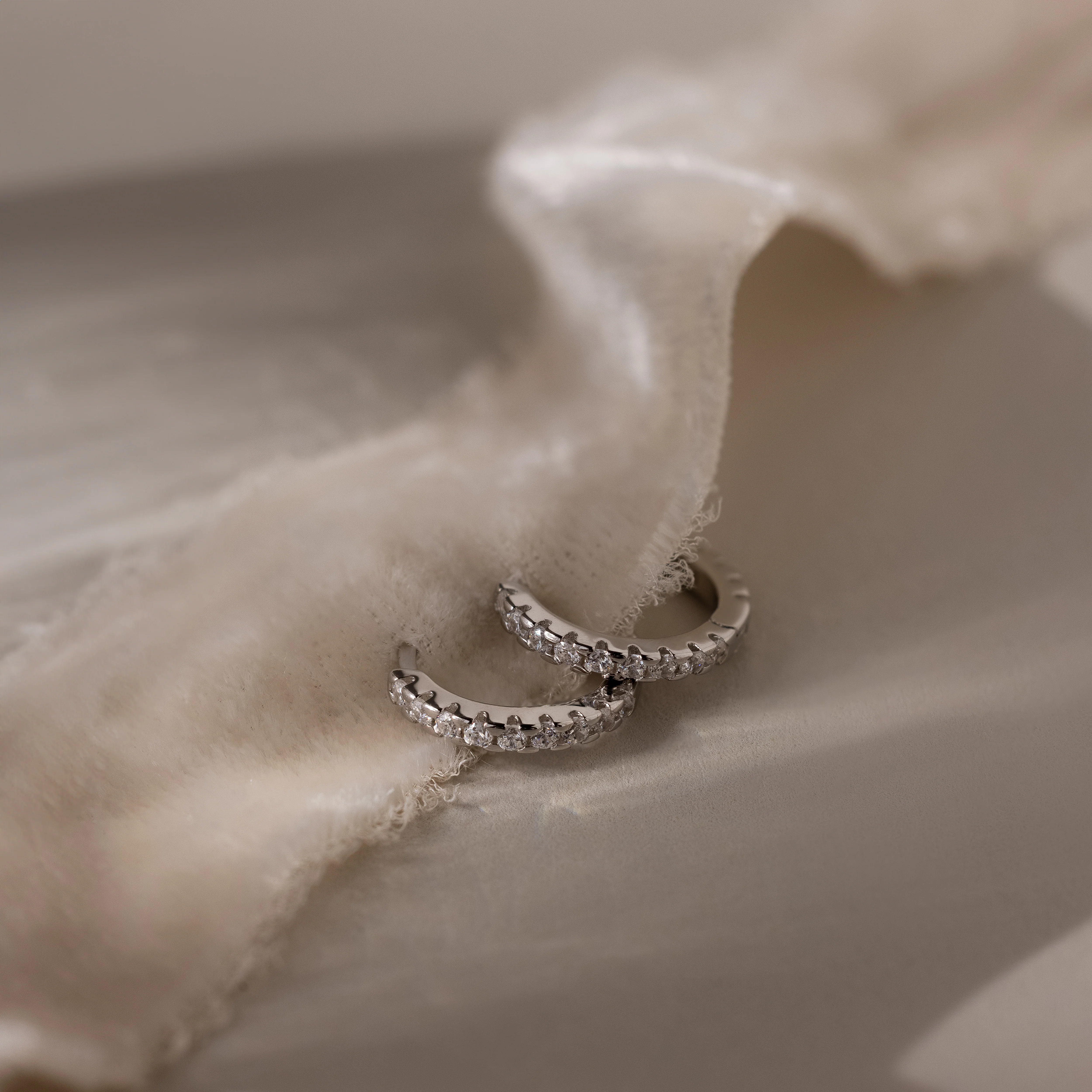 Coco Pave Huggies in Silver - Image 3