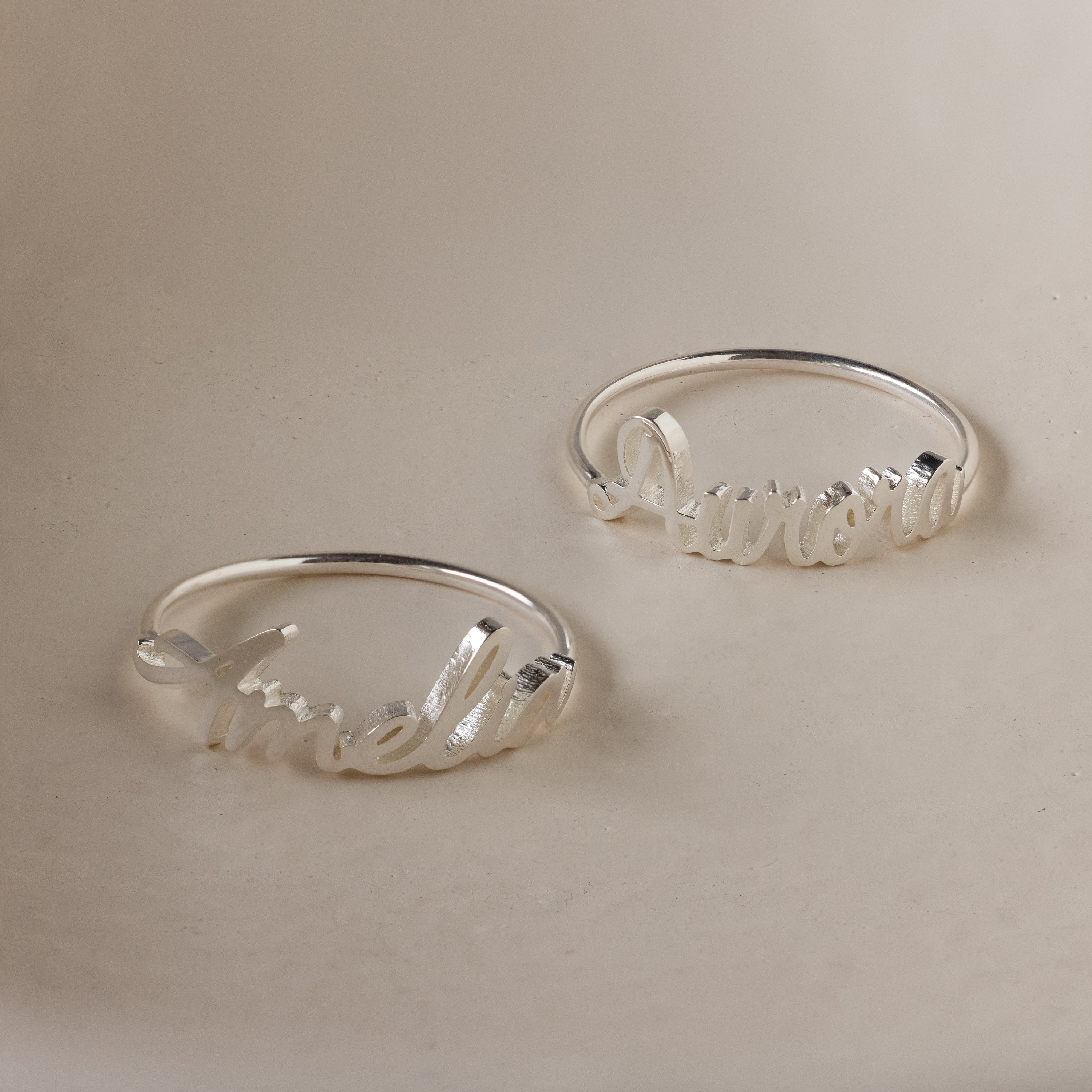 Grace Script Name Ring in Silver - Image 3