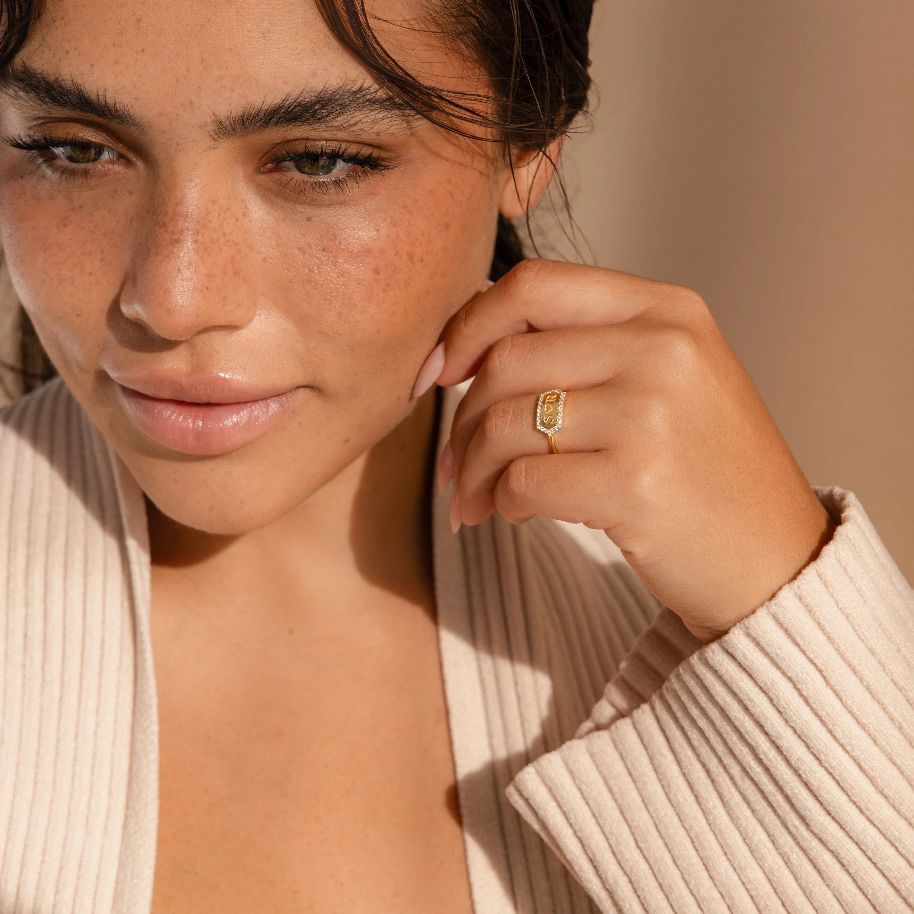 Custom Pave Hexagon Ring - Image 2