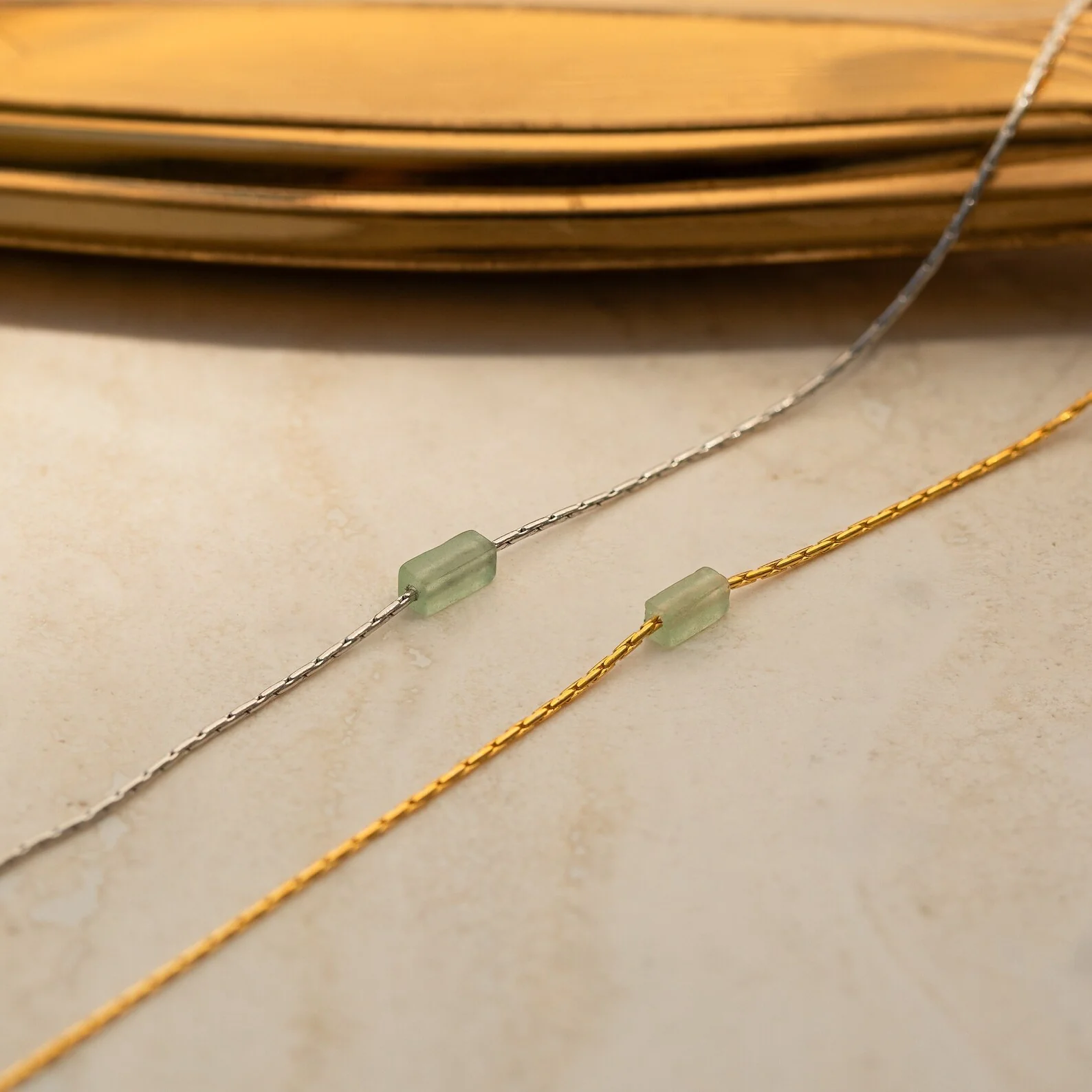 Dainty Aventurine Bar Necklace - Image 3