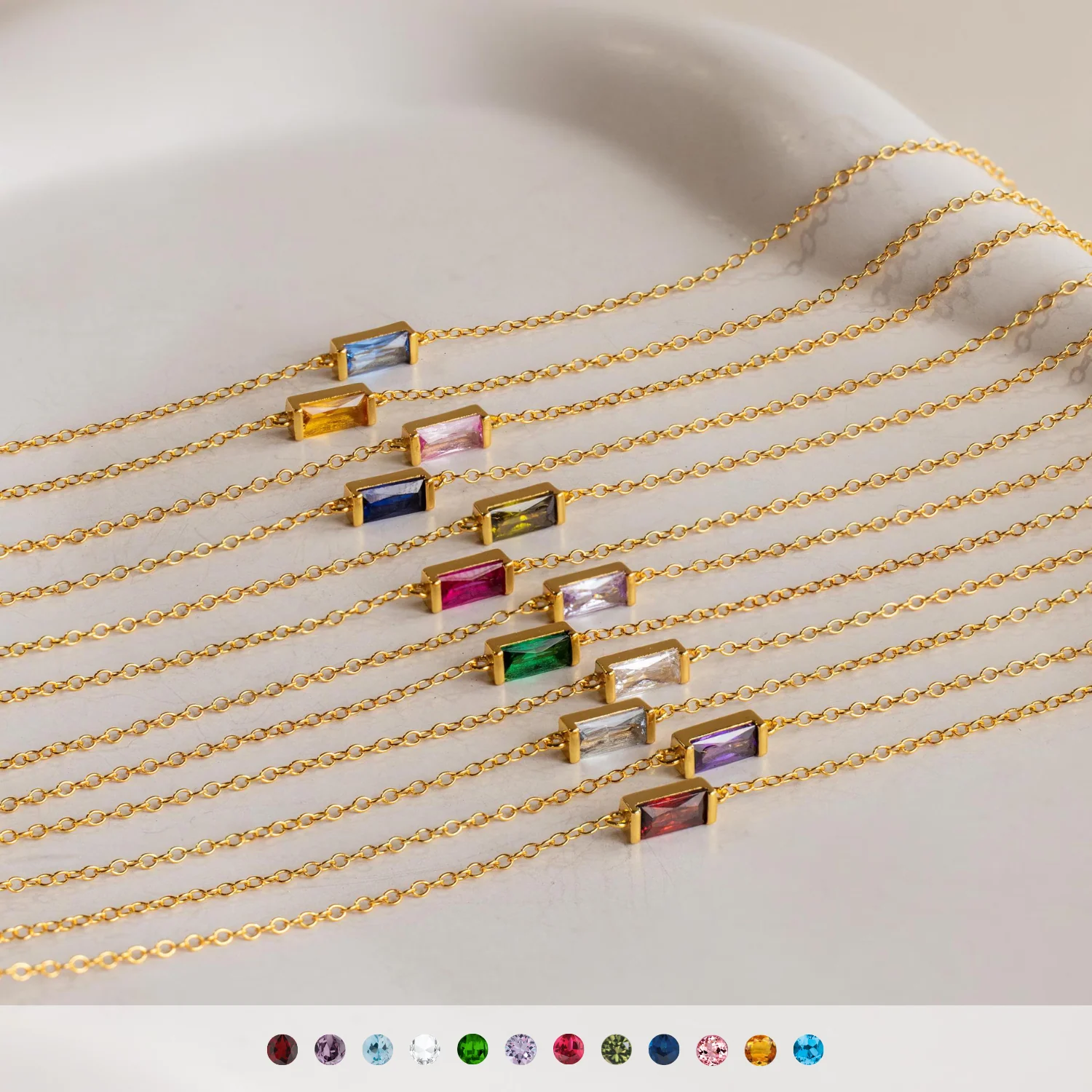Dainty Baguette Birthstone Bracelet