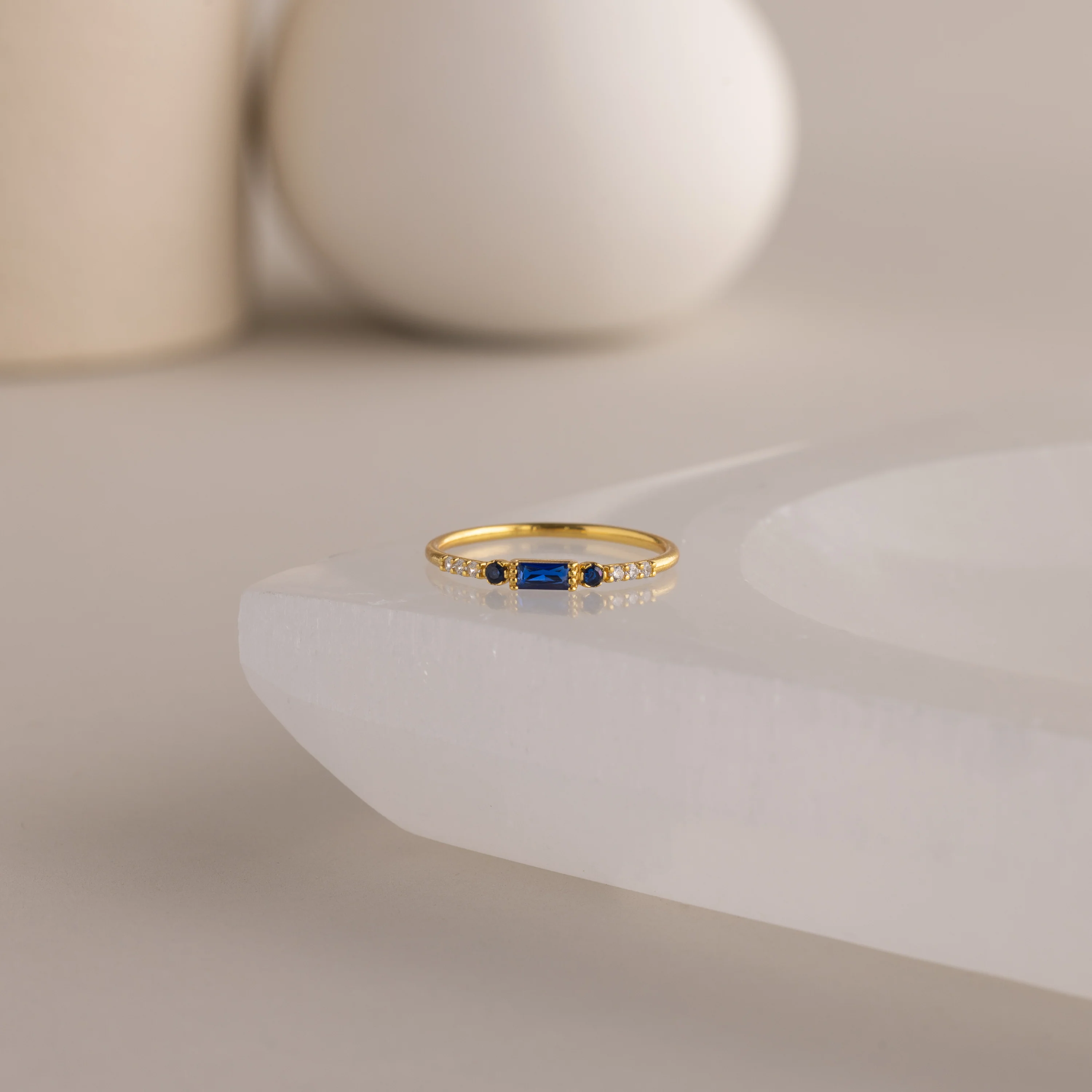 Dainty Baguette Birthstone Ring - Image 12
