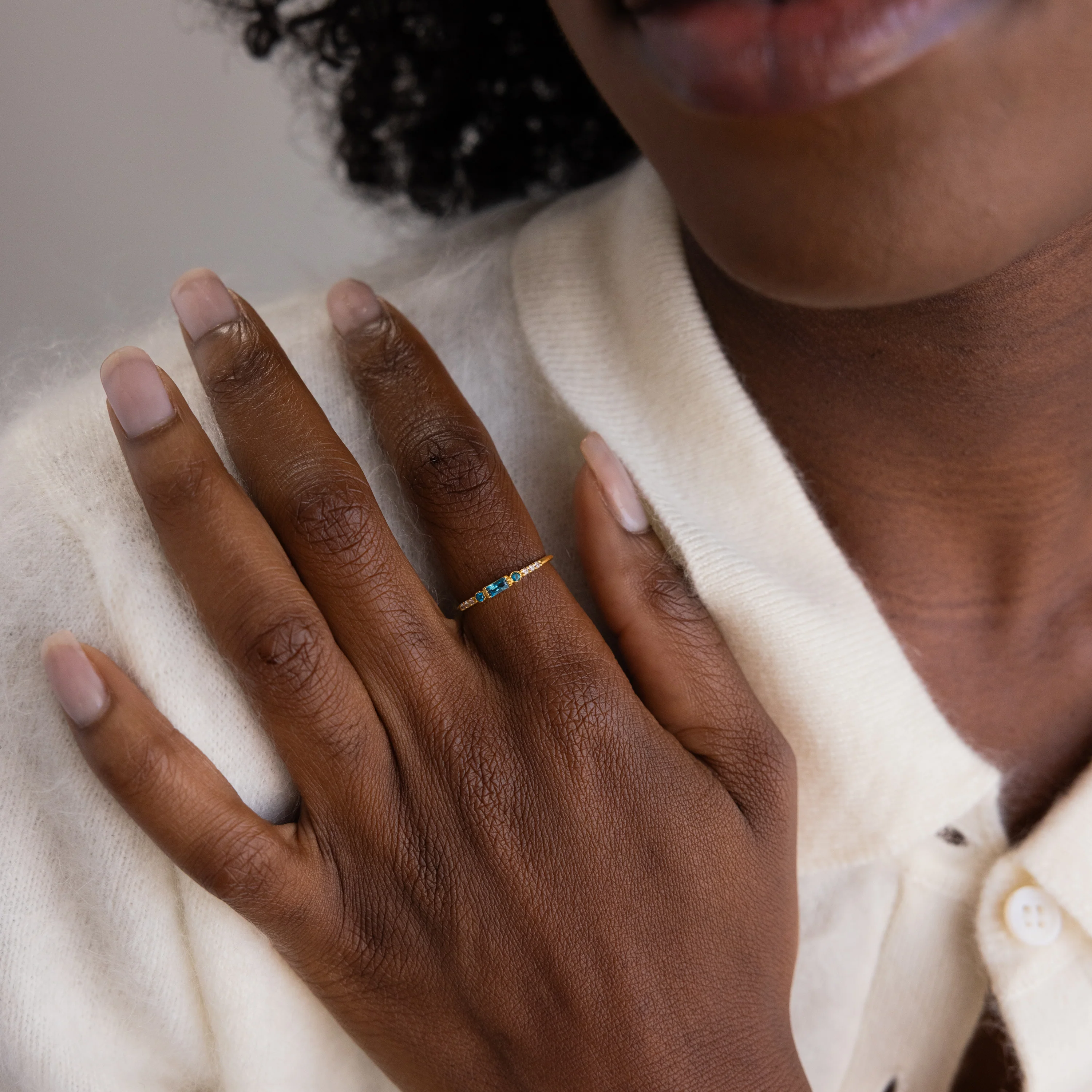 Dainty Baguette Garnet Ring - Image 2
