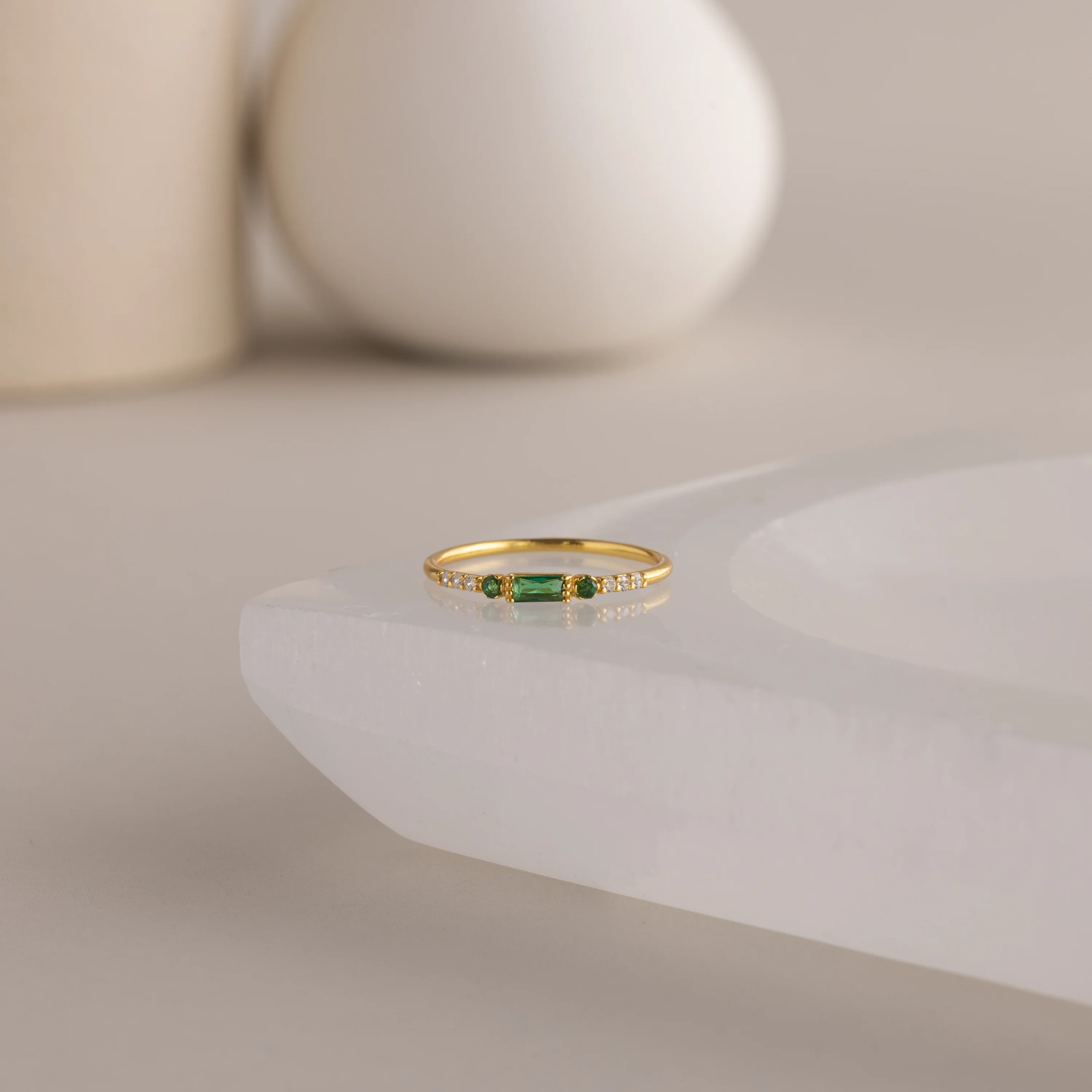 Dainty Baguette Birthstone Ring - Image 9