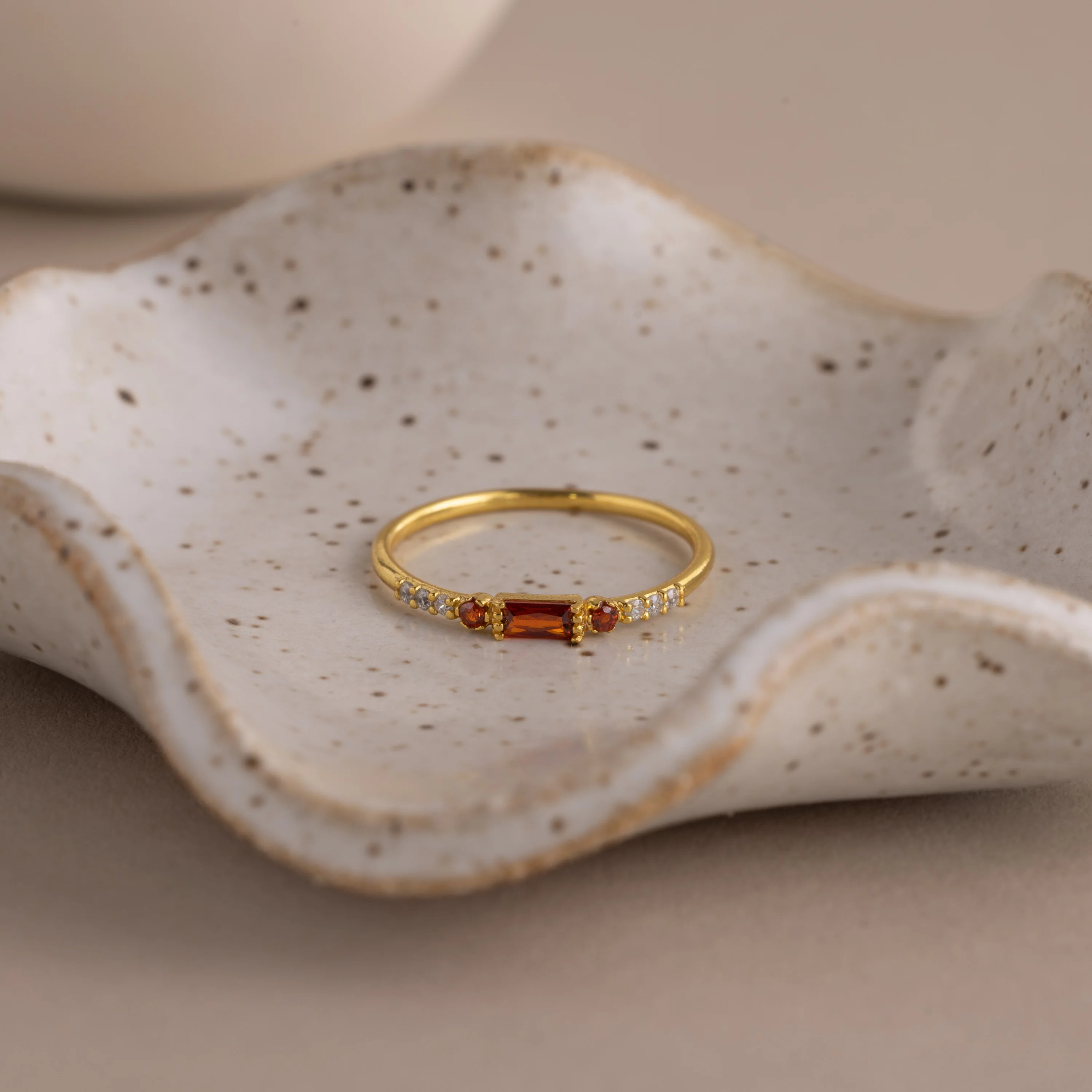 Dainty Baguette Garnet Ring - Image 3