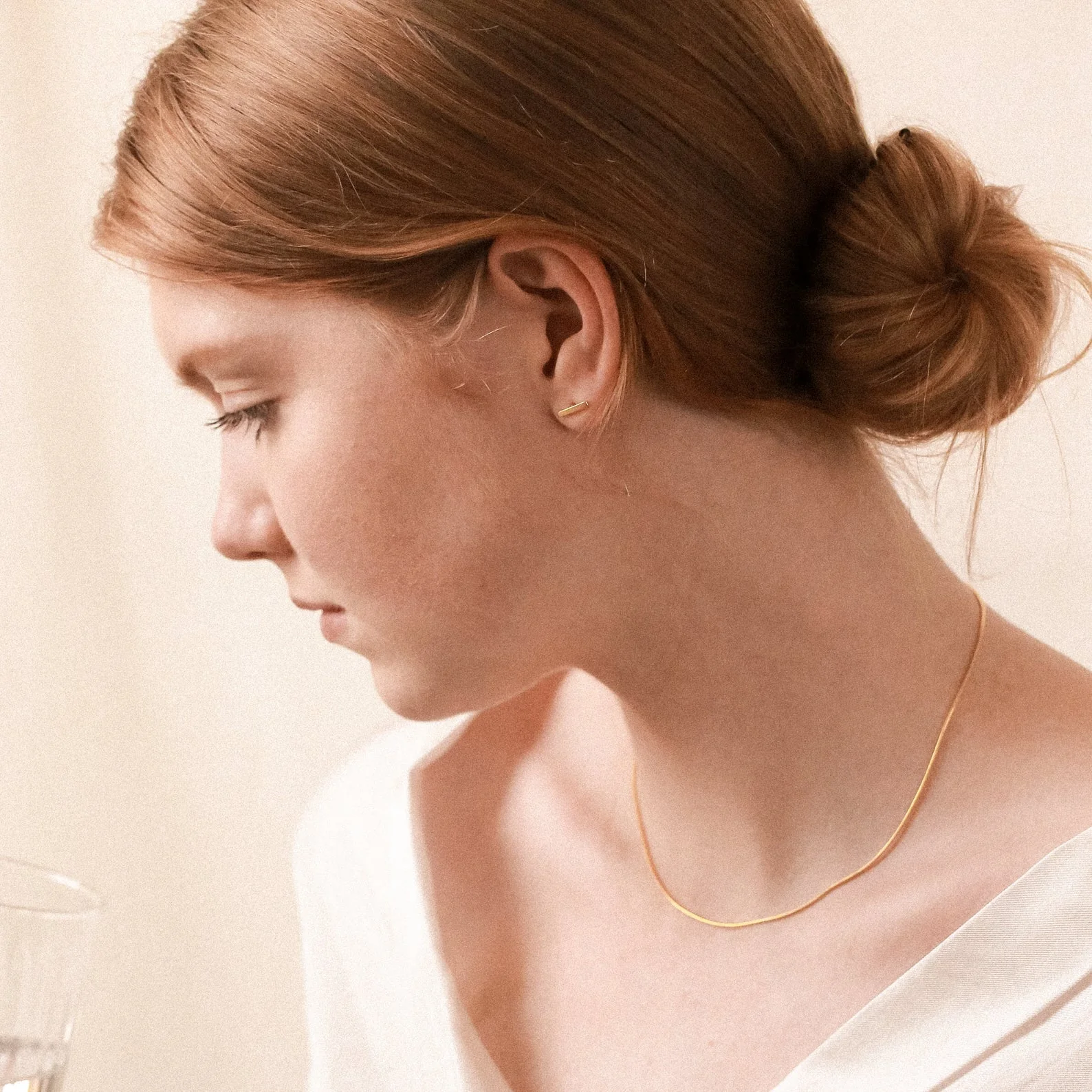 Dainty Bar Studs in 18K Gold - Image 5