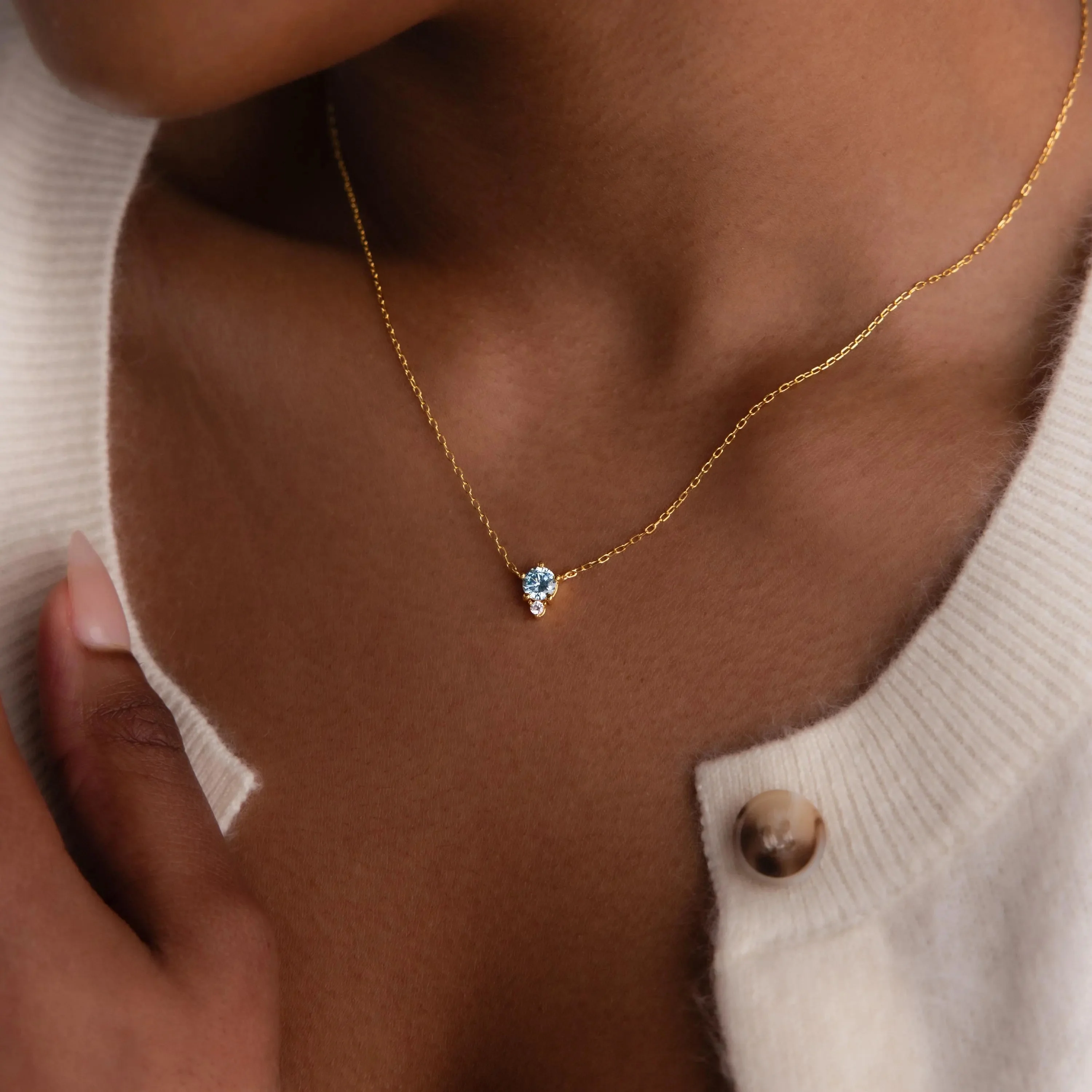 Dainty Birthstone Drop Necklace - Image 2