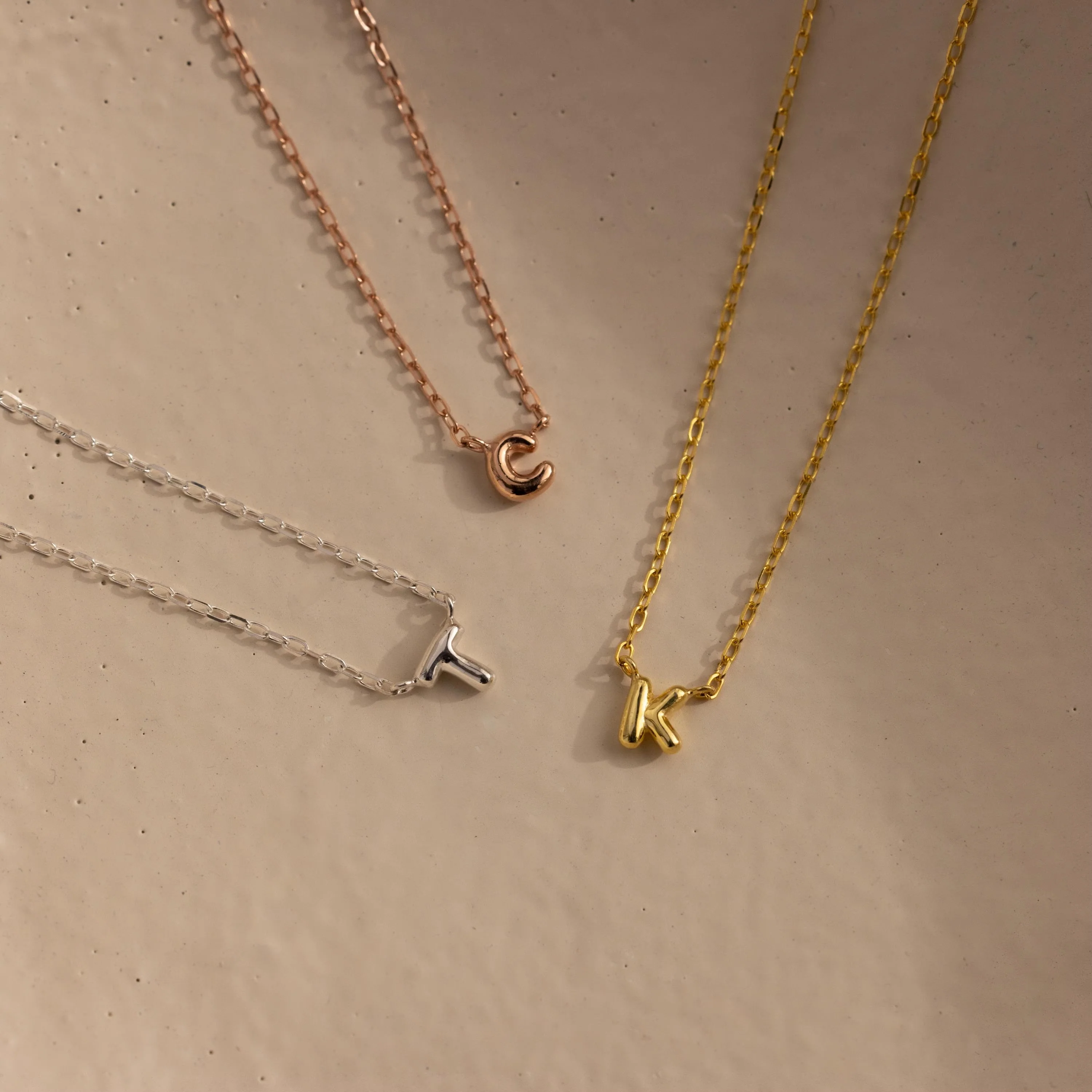 Dainty Bubble Initial Necklace in Silver - Image 3